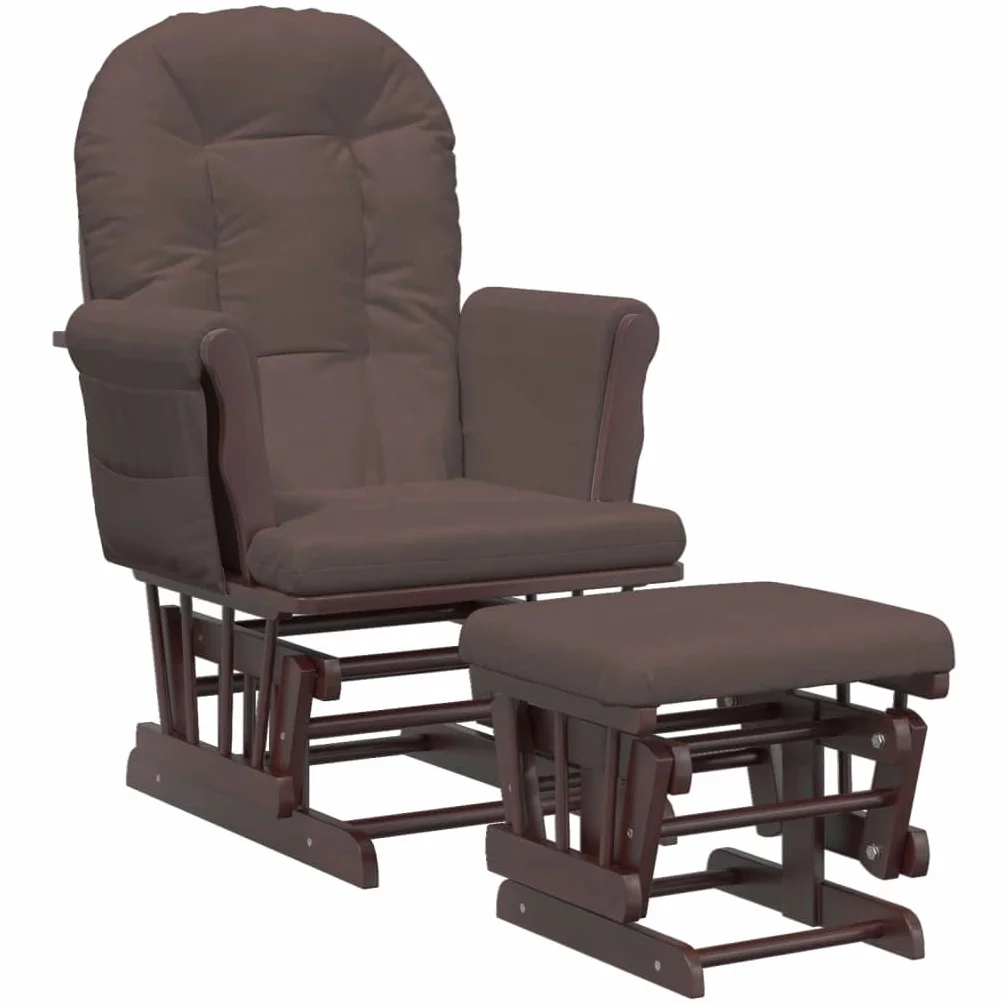 vidaXL Poltrona Glider con Sgabello Marrone in Tessuto