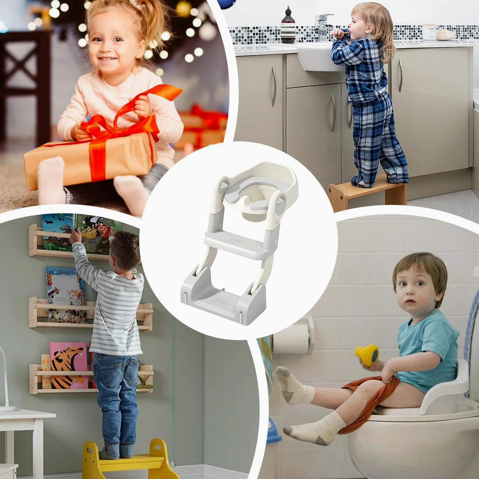 Riduttore Da Viaggio Water Bambini Sgabello Scaletta Per Bimbi Viaggio Auto | Seggiolino Addestramento Vasino Antiscivolo Con Sgabello Per Bagno, Viaggi, Campeggio, Auto, Passeggino, Sa