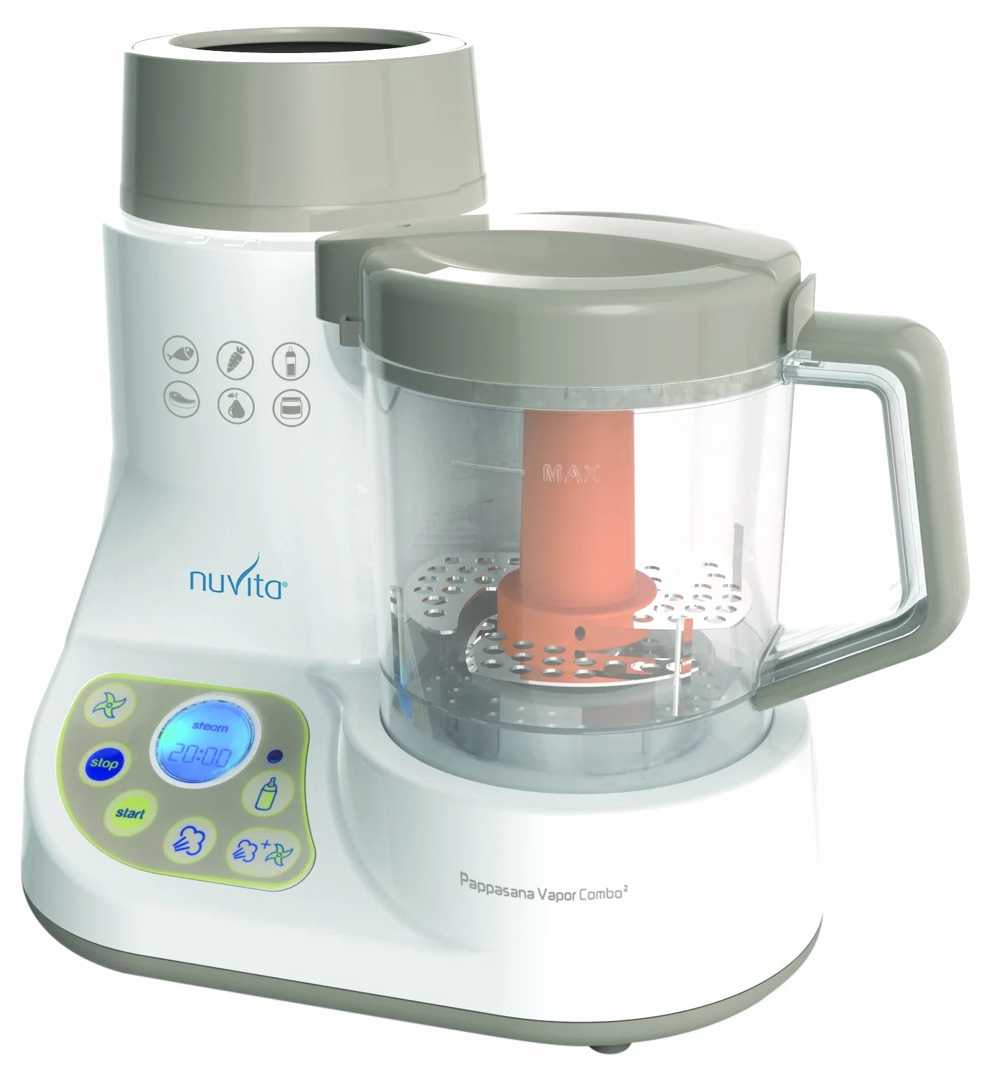 Nuvita NU-PPFP0008-1965 Mini Robot da Cucina, Cuocipappa a Vapore e Scalda Biberon, Multicolore