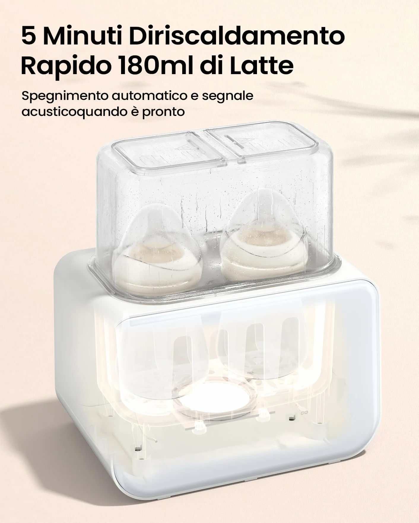 Grownsy Scaldabiberon, Sterilizzatore per Biberon 9 in 1 Fast Riscaldamento e Sbrinamento, Timer, Rapido Controllo Della Temperatura, Senza BPA, con Display LCD, Doppio Scaldabiberon