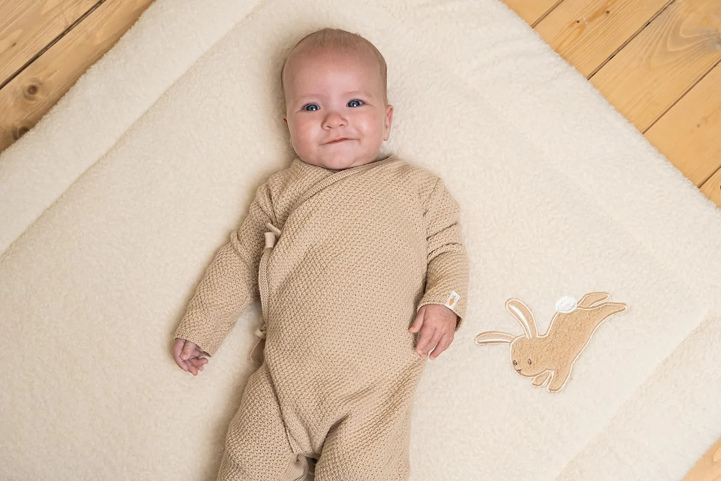 Little Dutch 8857 - Tappetino per gattonare, motivo coniglietto, colore: beige, motivo: newborn Naturals (80 x 100 cm)