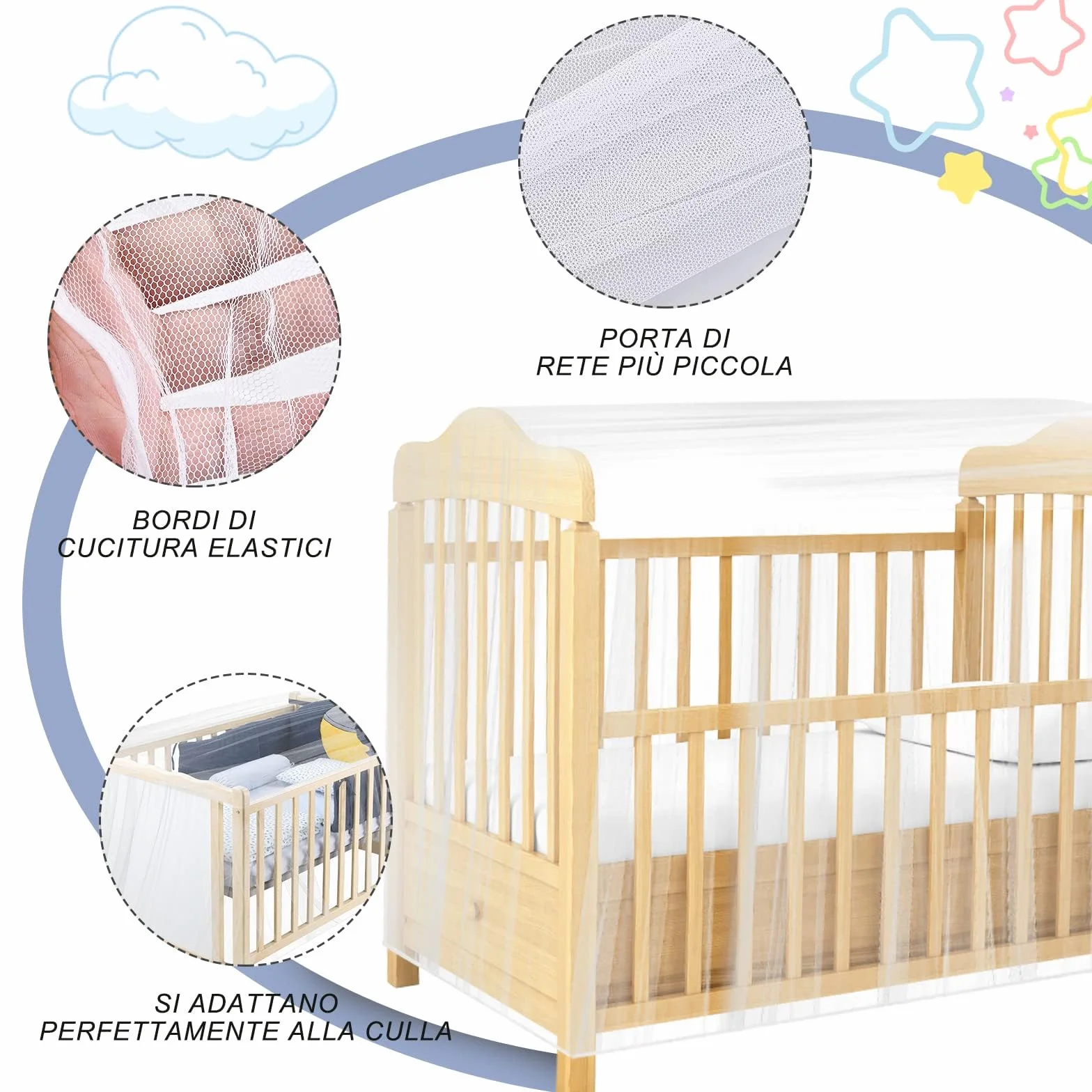 faburo Zanzariera Lettino Bambini per Passeggino, Seggiolino Auto, Culla e Lettino da Viaggio Adatto sia per Attività al Chiuso che All'aperto, 145 * 80 * 90cm