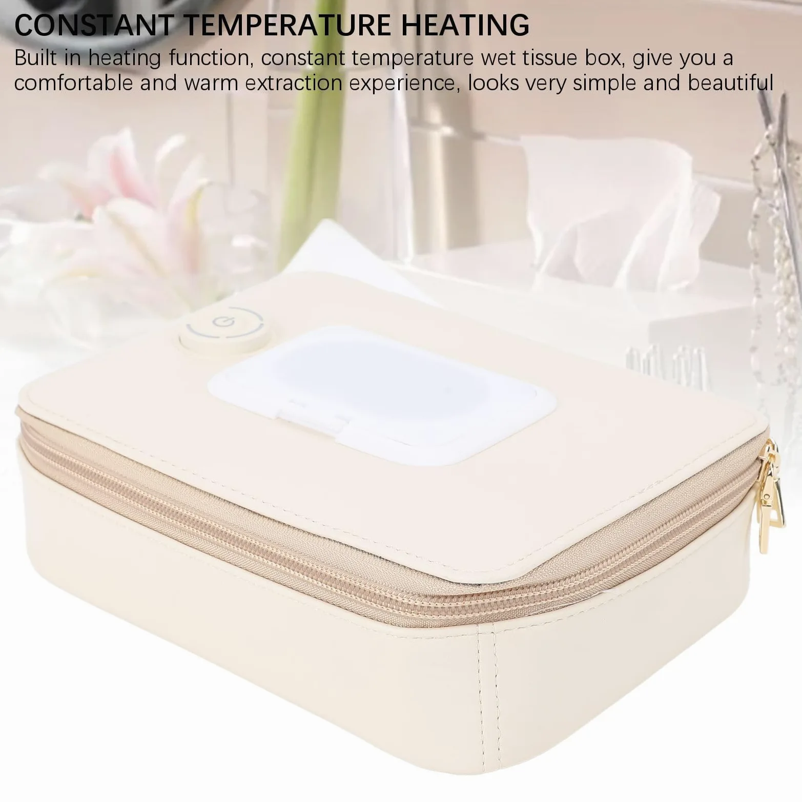 Eujgoov Scaldasalviette per Neonati, Materiale in Pelle PU con Scatola per Fazzoletti Umidi a Temperatura Costante, Design Elegante per Soggiorno e Viaggi in Famiglia