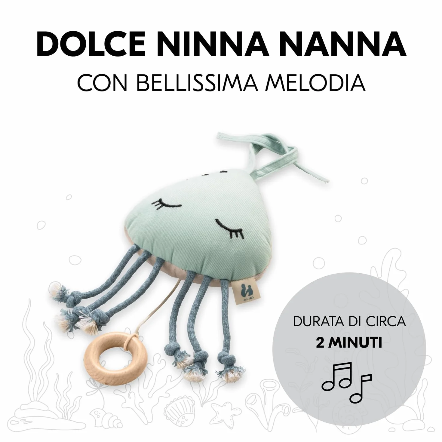 hauck Carillon Neonati Cuddle N Sleep - Giocattolo Sonaglio da Appendere con Meccanismo Musicale - Ninna Nanna Brahms (Durata 2 Min.), Rimovibile - Sonaglio Neonato Senza Batterie - Medusa