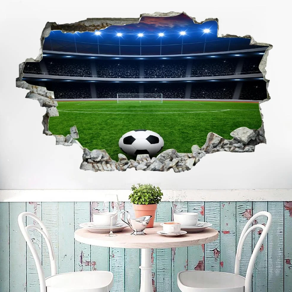 3D Wall Sticker Room Decor Camera Da Letto Decal Campo Da Calcio Tatuaggio Murale Rimovibile Per Bambini E Bambine Gli Sport Adesivo Decorativo Per Decorazioni Per La Casa Adesivi Murali
