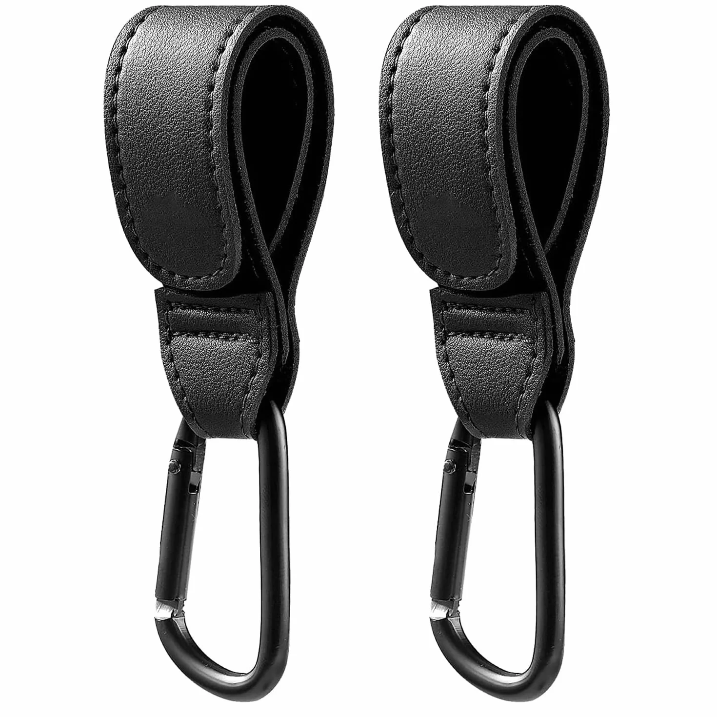 Ganci Passeggino Universali, LYHURK Ganci Borsa Passeggino Ganci Borse Moschettoni, Adatto Per Viaggiare, Uscire, Usare Il Passeggino - 2 Pezzi (Nero)