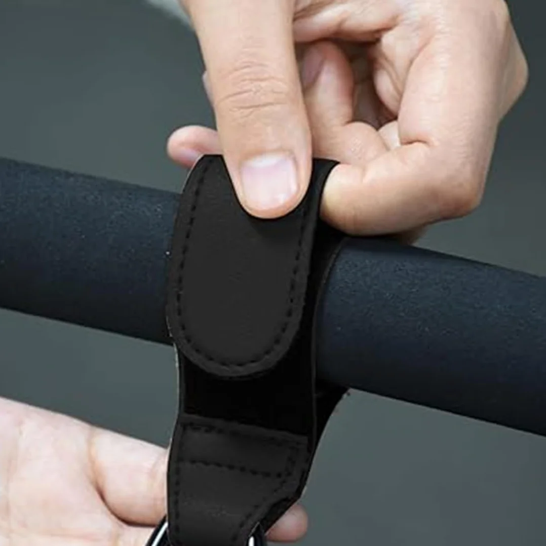 Bikprst Ganci Per Passeggino In Pelle Nera - Ganci Per Carrozzina E Passeggino Pluri-Premiati - Pensati Per Le Mamme, Amate Da Tutti - 2 Ganci Per Carrozzina