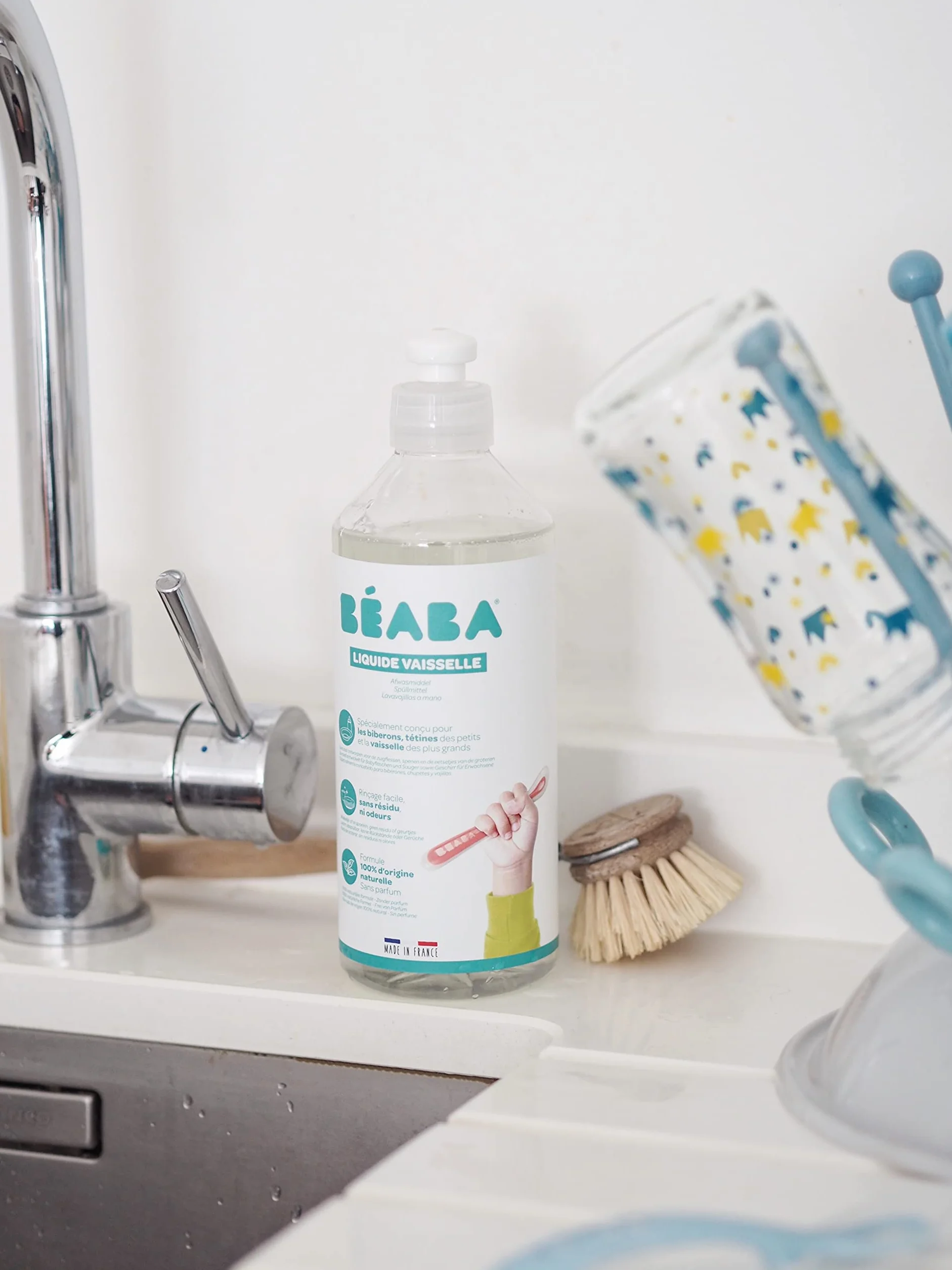 BÉABA, Detergente per biberon e accessori per la pappa, 100% di origine naturale, prodotto in Francia, senza profumo, flaconi 100% biodegradabili, lotto di 2x500 ml