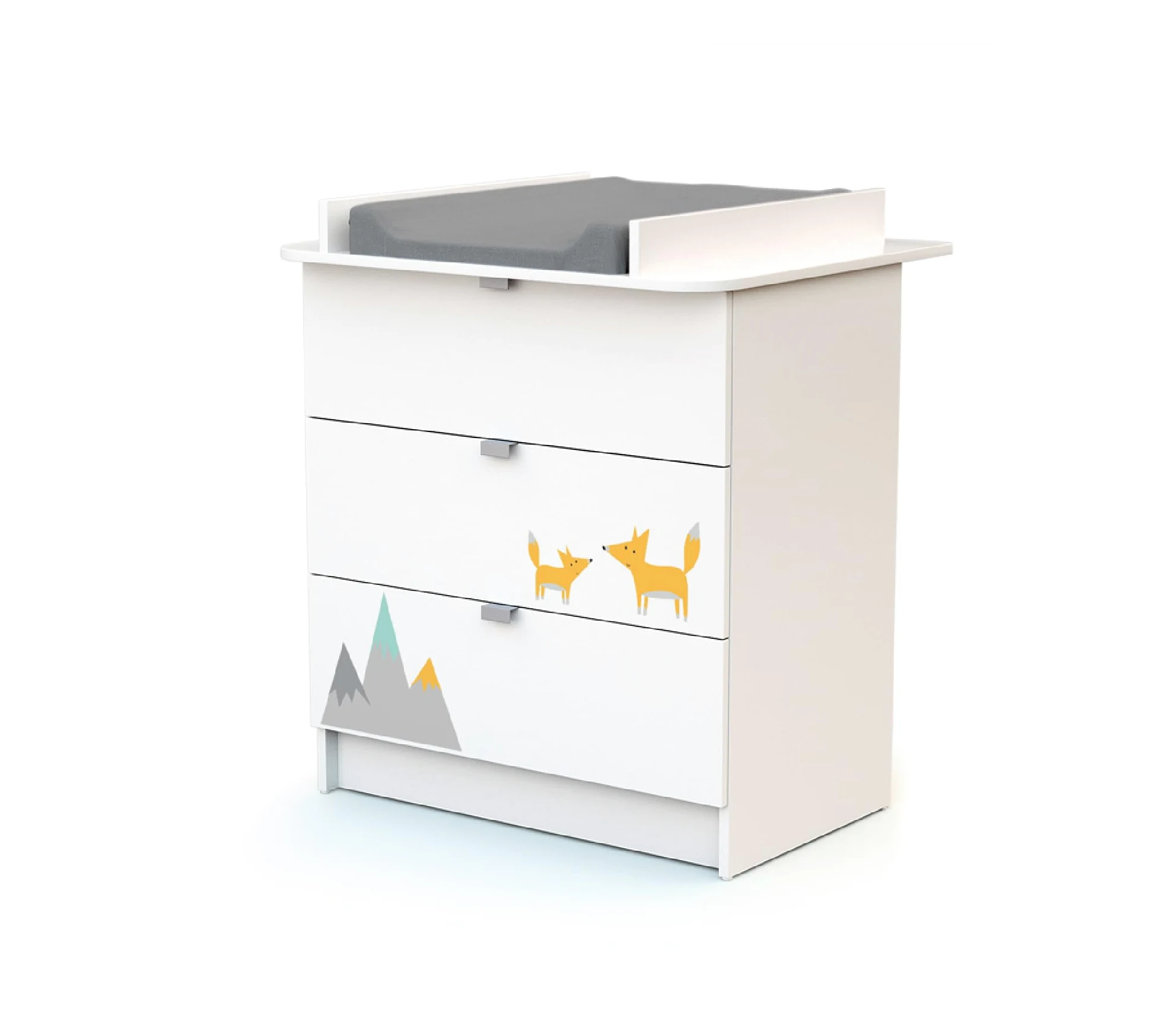 Webaby - Cassettiera fasciatoio 3 cassetti legno Renard - Bianco - 79 x 65,5 x 92 cm