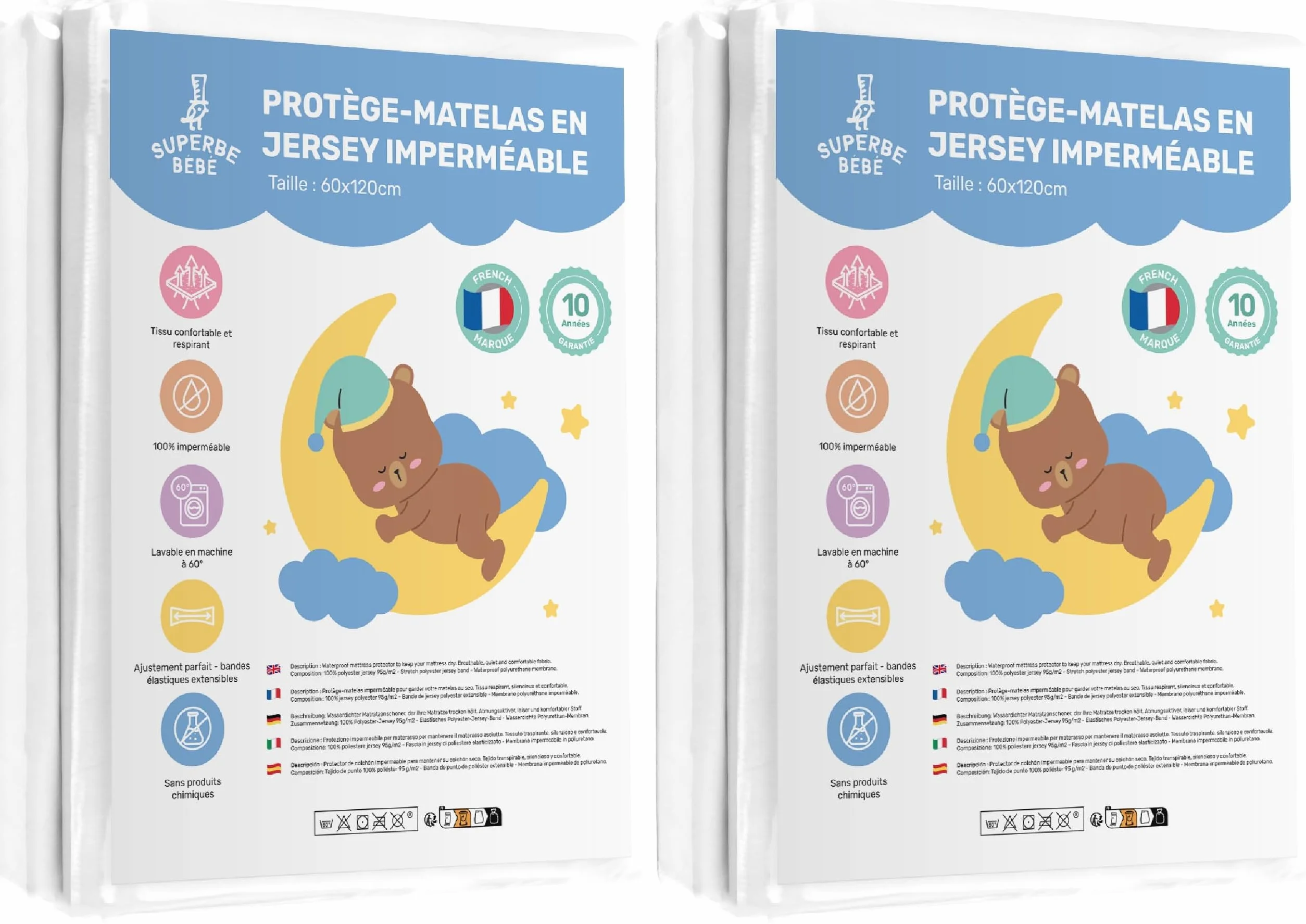 Coprimaterasso Impermeabile Lettino 60x120 - Protettore Per Materasso Per Bambini - Coprimaterasso Culla Facile Da Installare, Morbido E Traspirante - Certificato Oeko-tex Garanzia 10 Anni