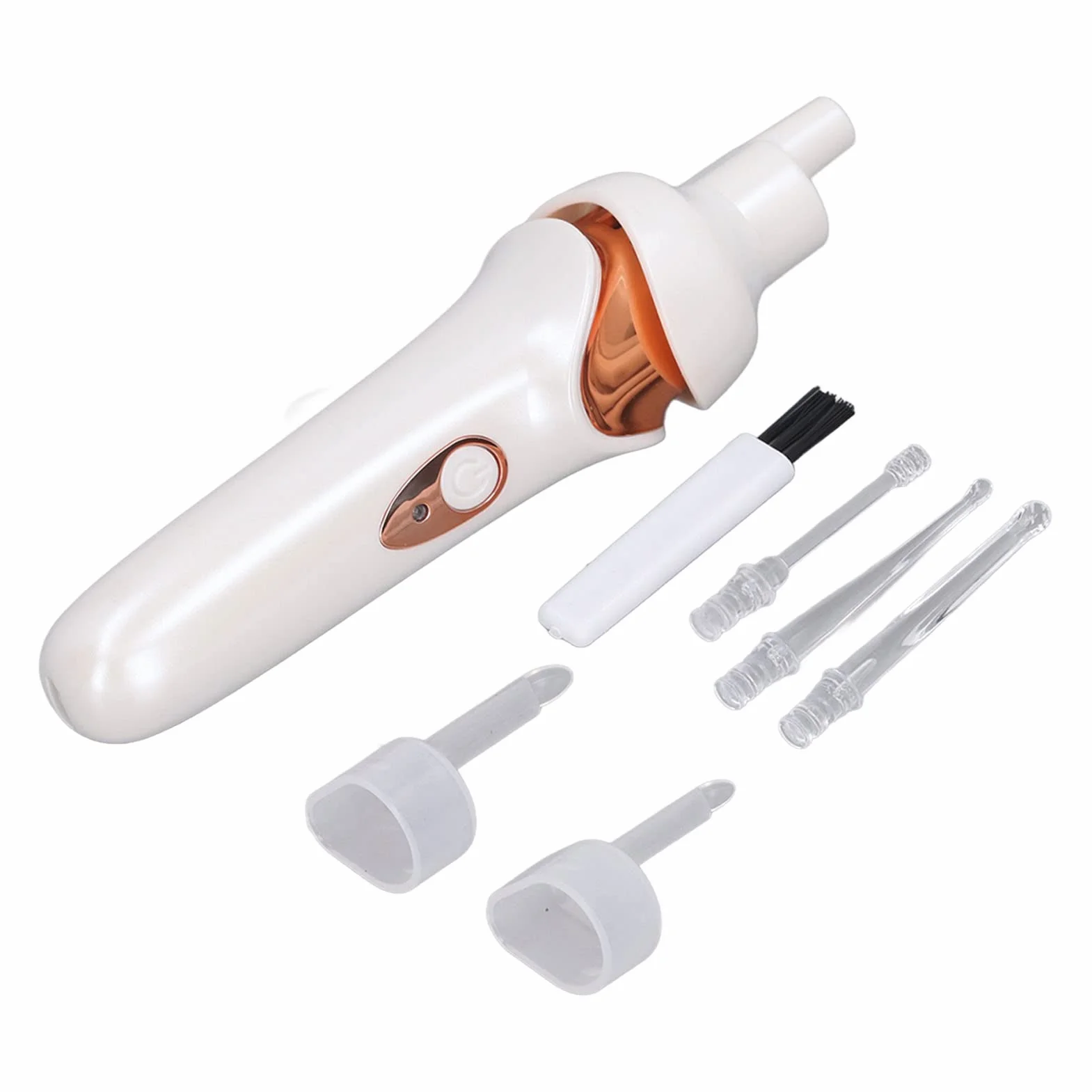 Kit per la Rimozione del Cerume Aspirapolvere Elettrico per Le Orecchie con Luce a LED Punta Morbida e Confortevole per la Rimozione del Cerume per Adulti e Bambini (Bianco)