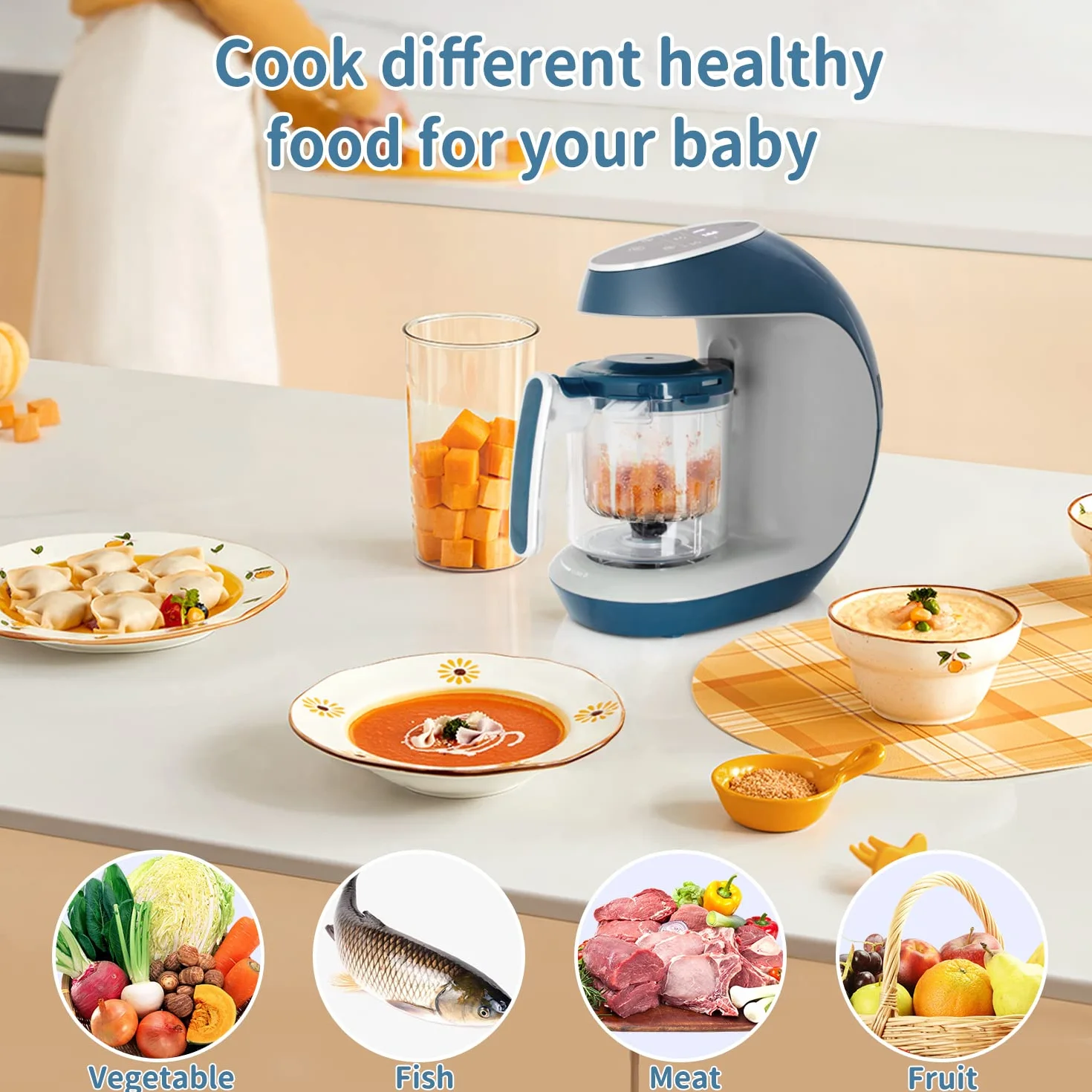 Leogreen Cuocipappa Bambini Robot da Cucina Multifunzione 7 in 1 Cottura a Vapore, Omogeneizzatore, Frullatore, Riscalda, Sterilizzare, Scongela, Scaldabiberon, Pulizia Automatica, SENZA BPA