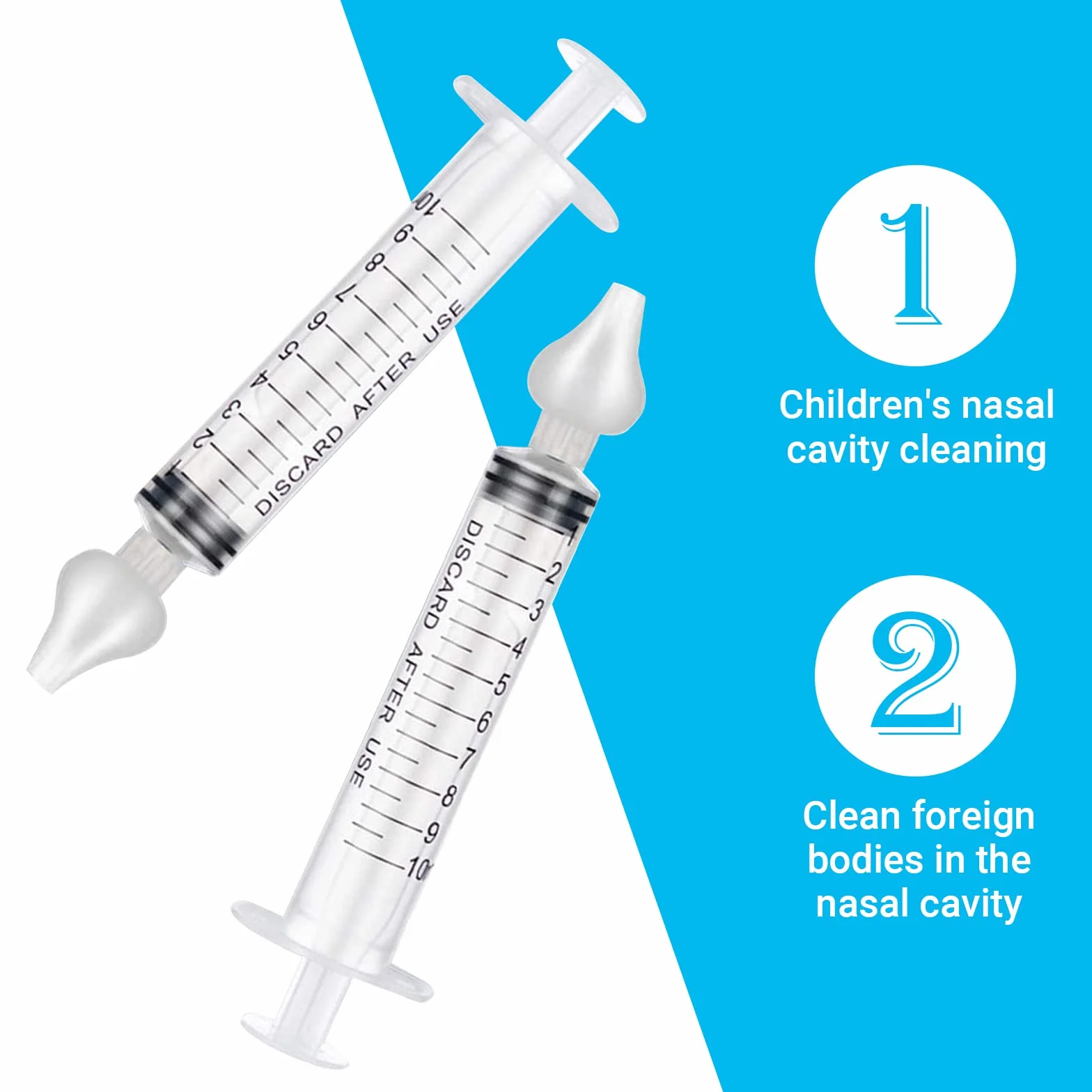 Irrigatore Nasale 2 Pezzi, Set per Bambini con Siringa e Punta di Aspirazione in Silicone Riutilizzabile