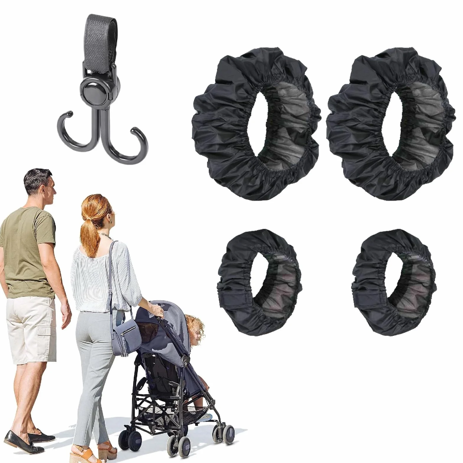 Copriruota per Passeggino,Coperture di Protezione Ruote Antipolvere,Passeggino Coprigambe Antipolvere,4PC Copriruote per Sedie a Rotelle Accessori per Passeggino