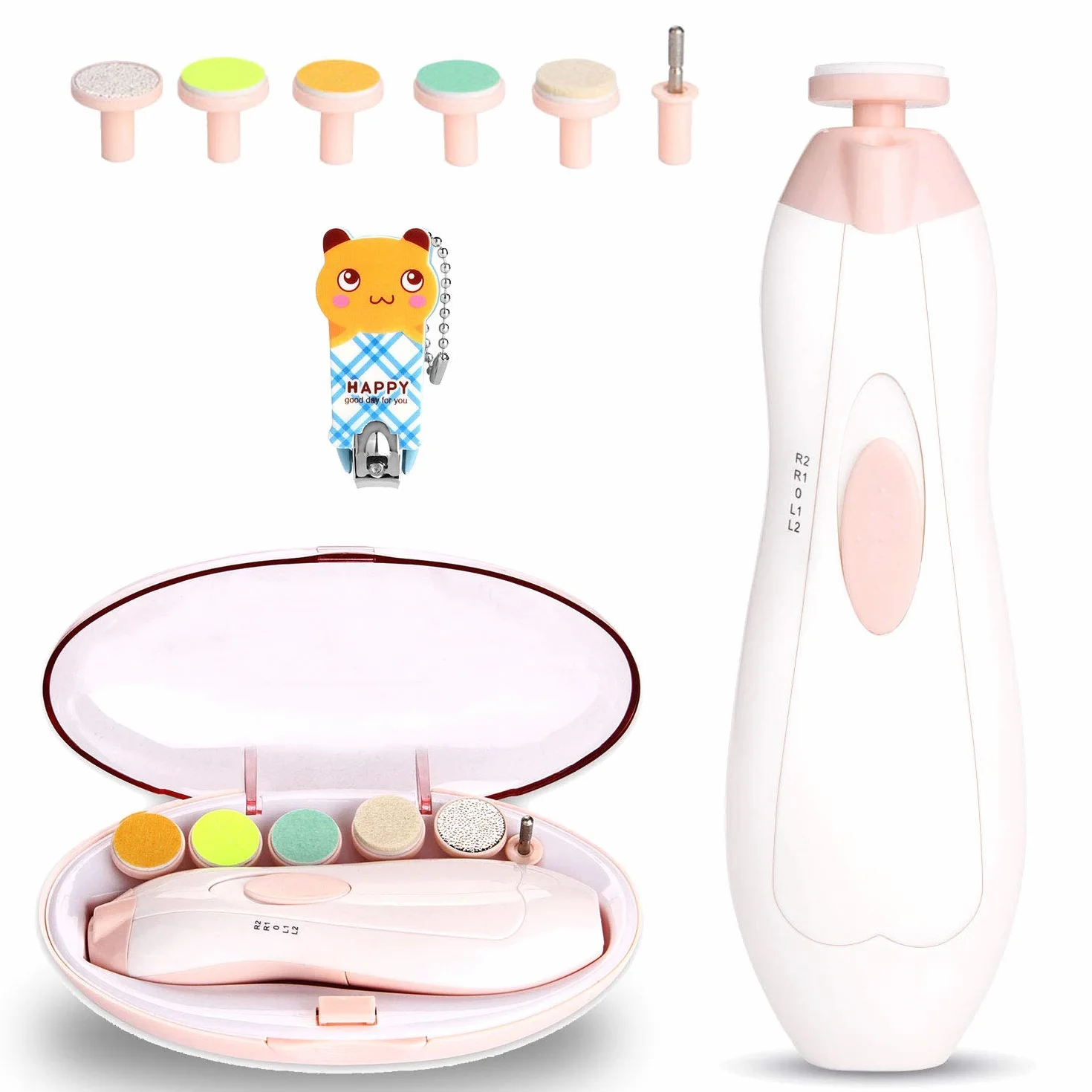 WADEO Tagliaunghie Neonati Elettrico, Lima Unghie Neonato Batteria Operato, Nail Trimmer per Bambini con LED Frontale & Silenzioso, Strumenti Sicuri per Cura Unghie Neonati