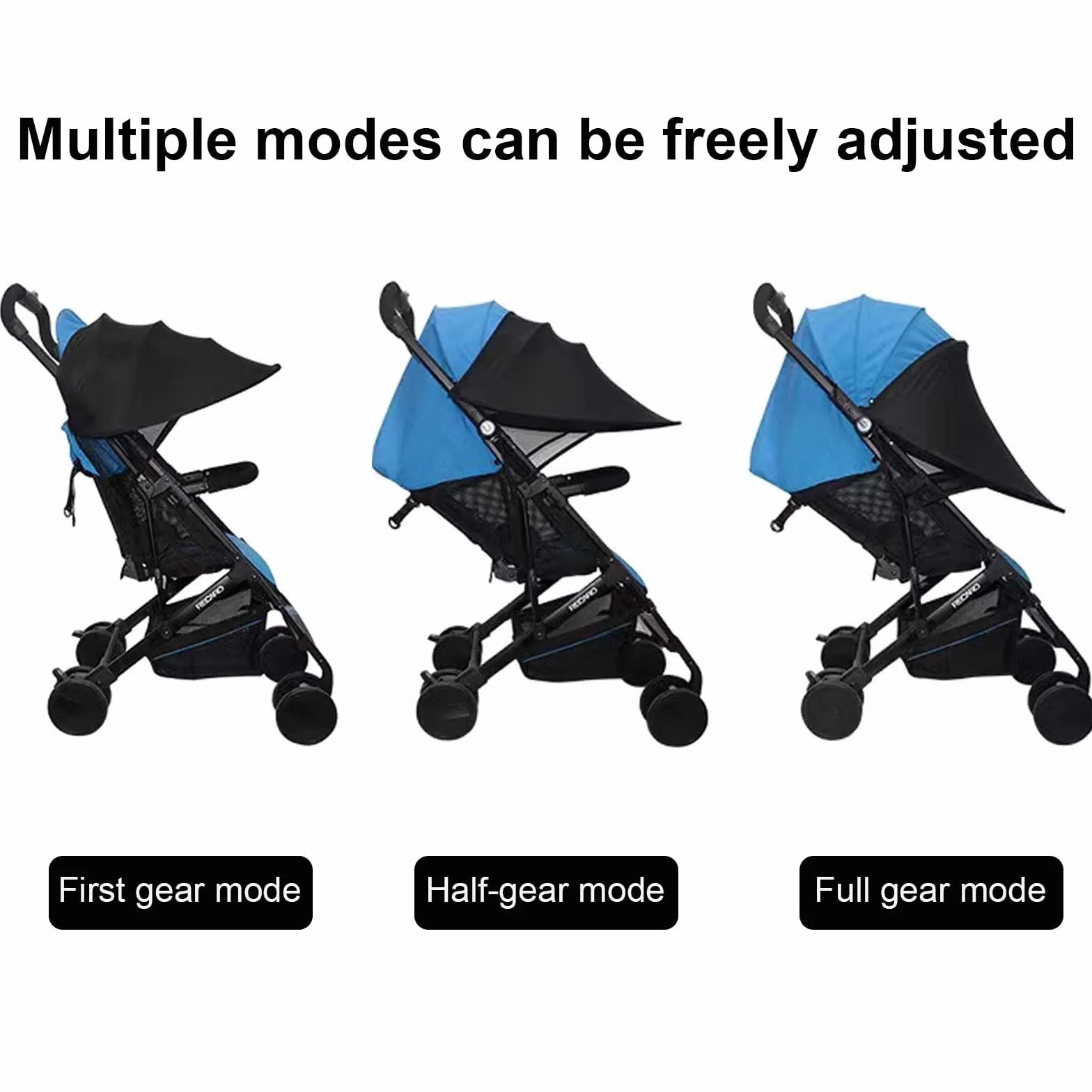 Tenda per Passeggino, Capottina Parasole Passeggino, Telo Parasole per Carrozzina e Passeggino, Parasole per Passeggino, Tenda per Passeggini Protezione Solare per Passeggino, Anti-UV, Nero