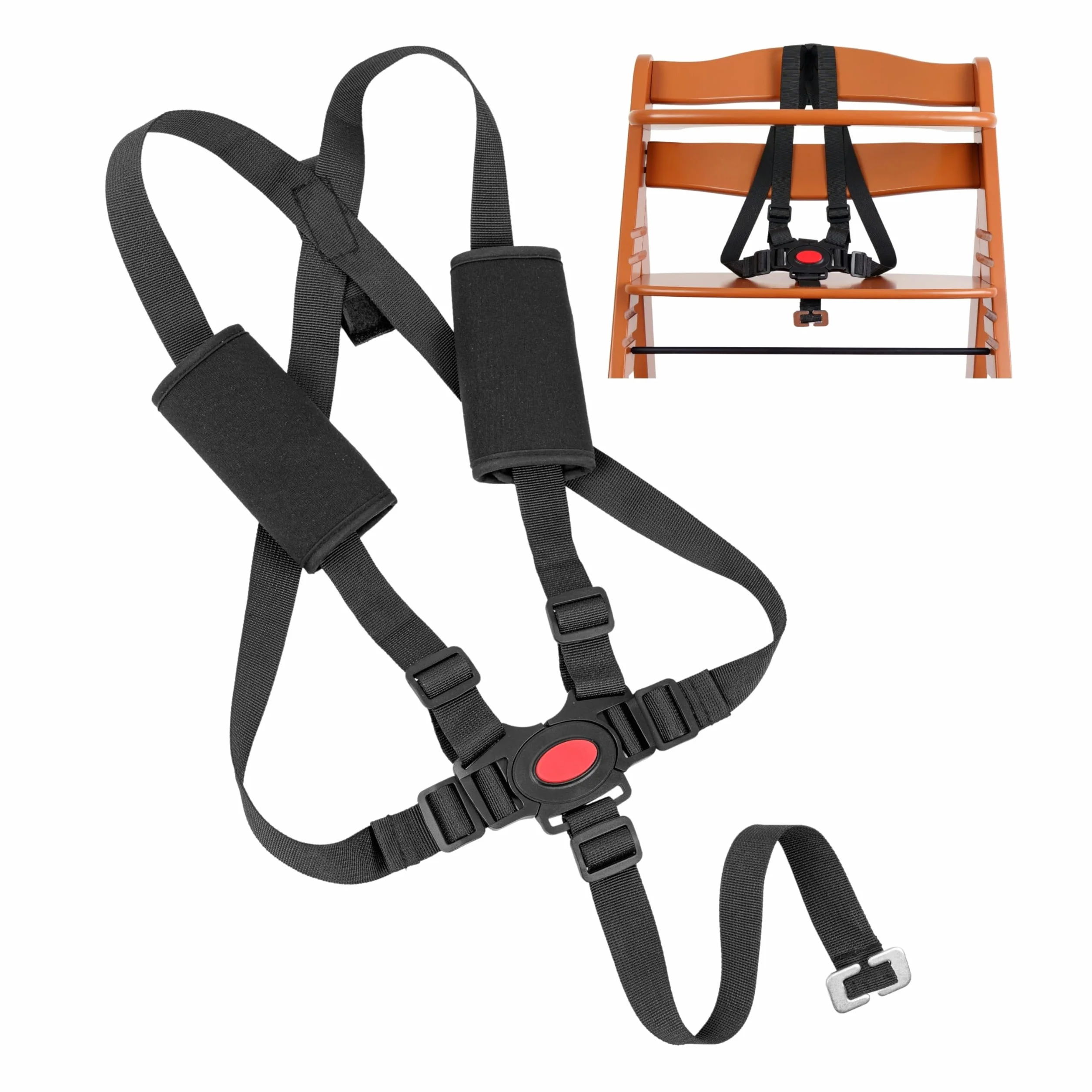 Imbracatura di sicurezza per seggiolone con cuscinetti per cinture, 1 Set, compatibile con Hauck, Stokke Tripp Trapp, Roba, sistema di imbracatura a 5 punti per seggioloni per bambini