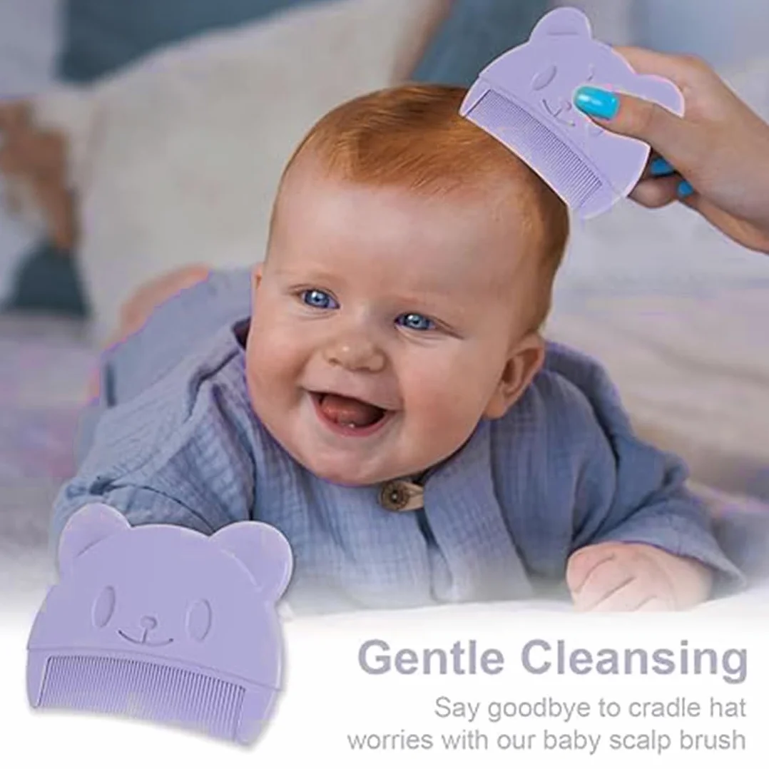 spazzola da bagno, 3 Pezzi Pettine Neonato,Pettine Crosta,Spazzola e Pettine Neonato,Pazzola per Bambini In Silicone Adatto Per Il Massaggio Del Cuoio Capelluto Del Neonato (A)