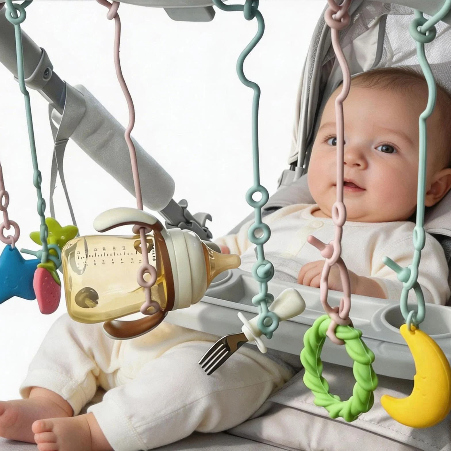 Set Di 3 Cinture Di Sicurezza Per Giocattoli - Regolabili Catenella Ciuccio E Cordino Ciuccio, Cinghie Per Giocattoli Per Bambini, Robuste, Leggere, Per Seggiolino Auto, Lettini Da Viaggio, Dentizione