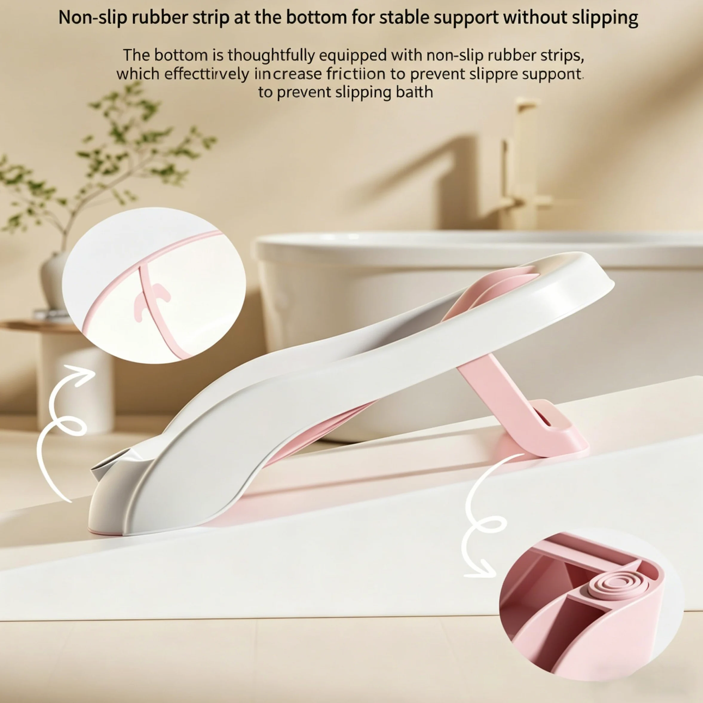 Supporto per bagnetto, vaschetta per il bagnetto con display digitale della temperatura e drenaggio, seggiolino pieghevole per vasca da bagno antiscivolo per neonati (grigio) #1