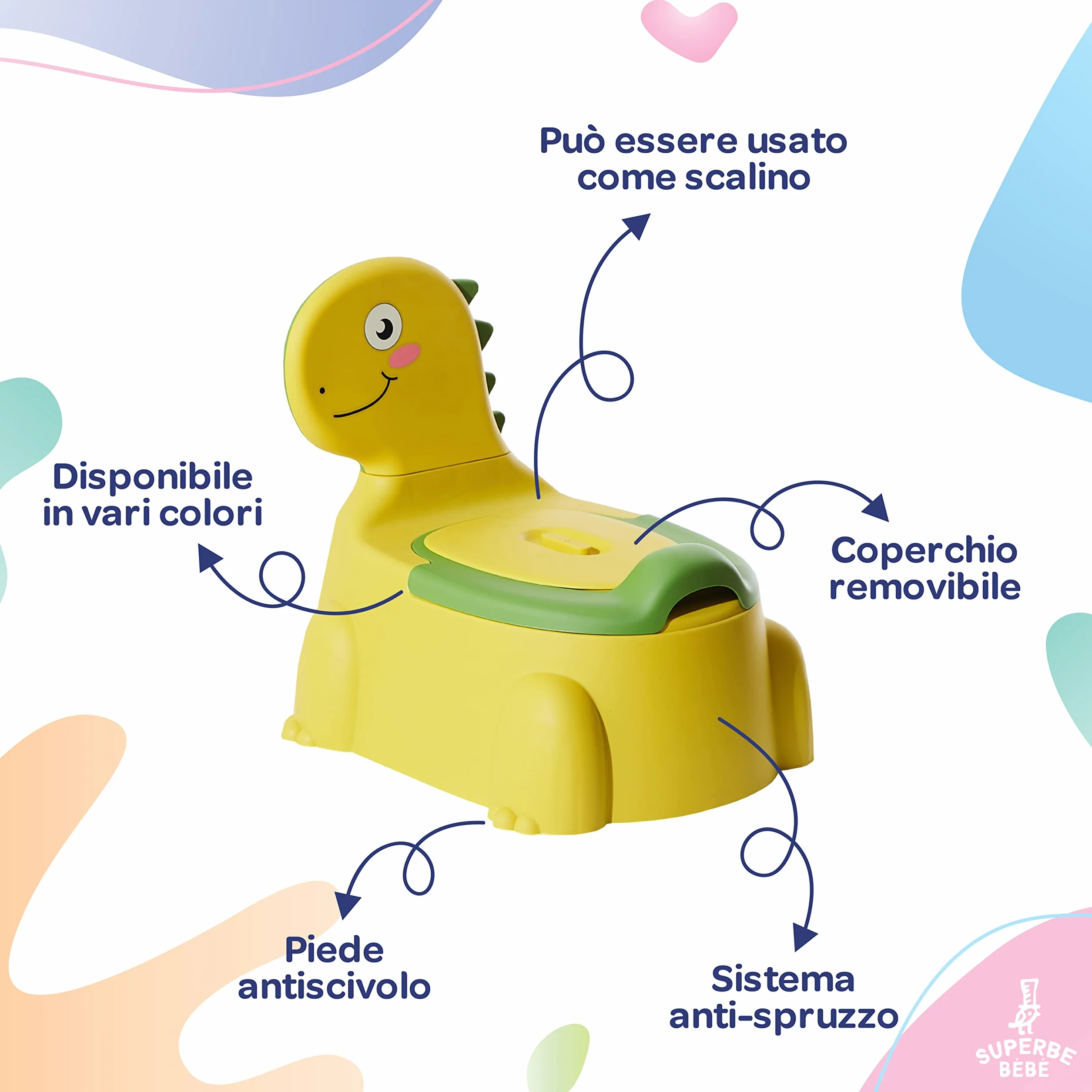 Vasino per Bambini WC - Vasetto Per Bambini WC - Per l'educazione alla toilette - Confortevole, antiscivolo, sistema anti-versamento e anti-odore - Facile da svuotare grazie alla vaschetta rimovibile