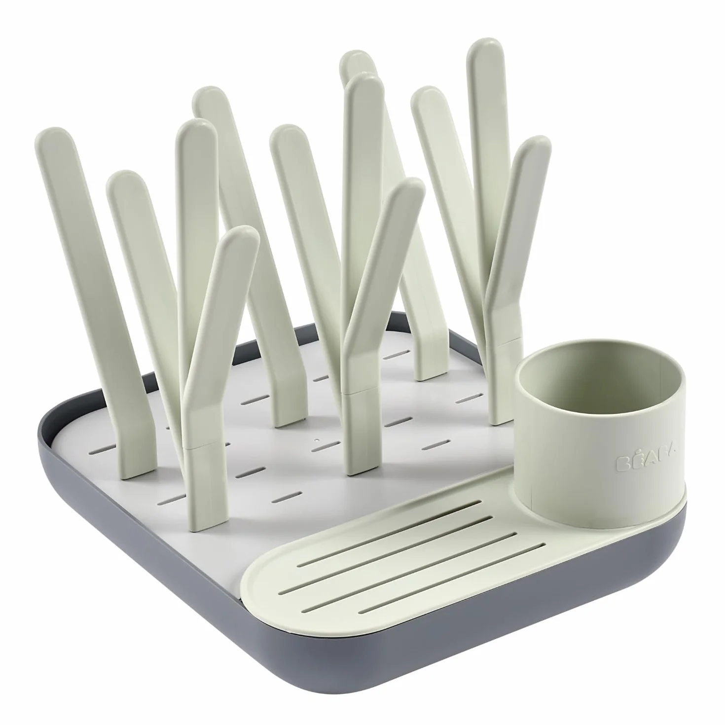 BEABA, Scolabiberon E Asciugabiberon, Grande Capacità, Modulare, Fino A 6 Biberon E Stoviglie Per Bambini, Vaso Accessorio, Drenaggio Ottimizzato, Facile Da Riporre, Compatto, Pratico, Salvia/Minerale