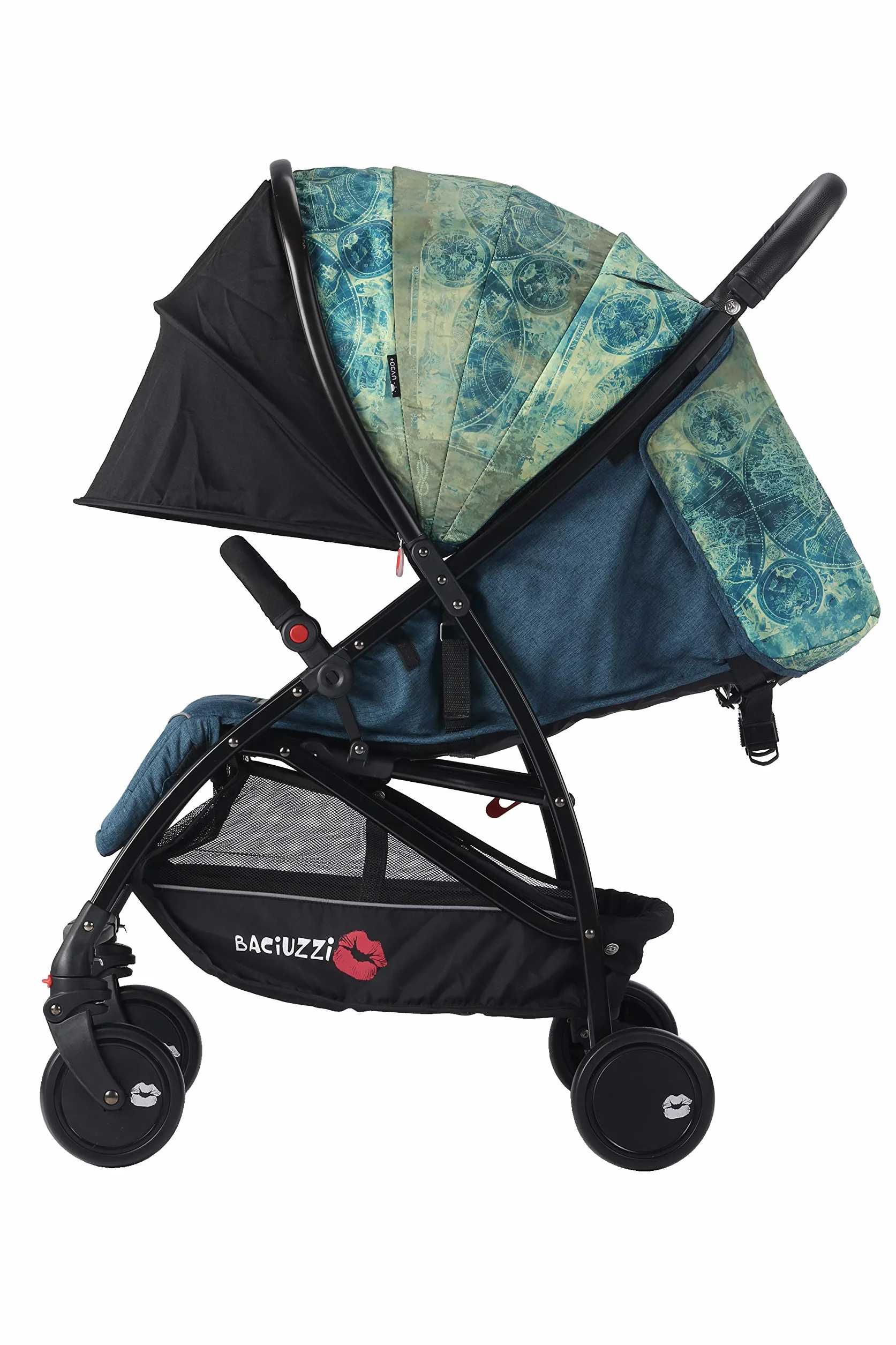 Baciuzzi, passeggino leggero, pieghevole, compatto con chiusura lampo semplice e pratica ad una mano, passeggino accessoriato, traspirante, BX Voiage Riva