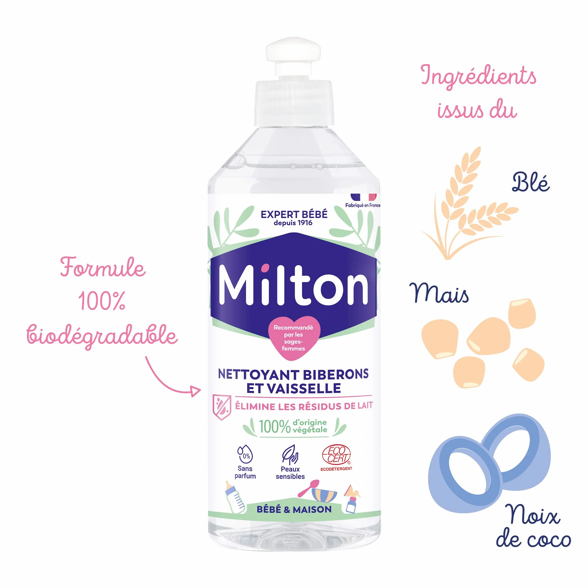 Milton Baby Bottle Cleaner 500ml - Sviluppato appositamente per rimuovere tutti i residui di latte responsabili della crescita di batteri nocivi