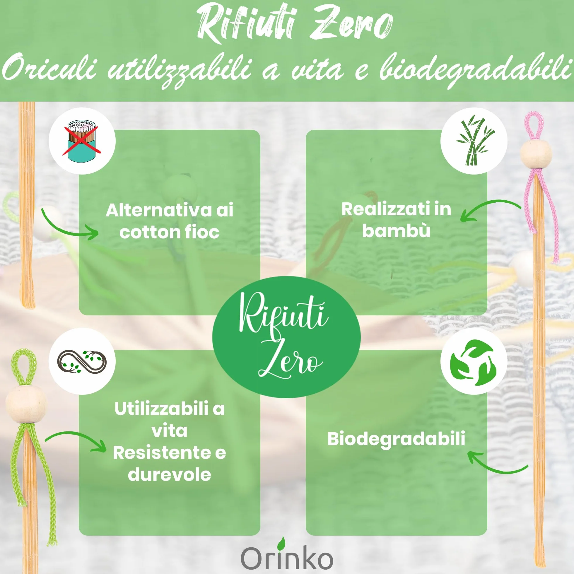 5 Oriculi Riutilizzabile di Bambù per la Pulizia dell’Orecchio - Sostituto Ecologico dei Cotton Fioc - Pulitore Orecchie Ecologico - Rimozione del Cerume | Soddisfatti o Rimborsati Entro 30 Giorni