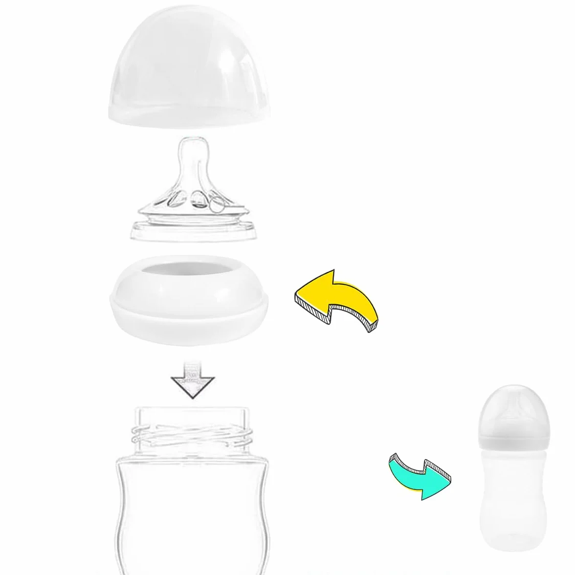 Anello di ricambio, Ghiera del biberon per Avent Biberon Natural Response (Set da 3)