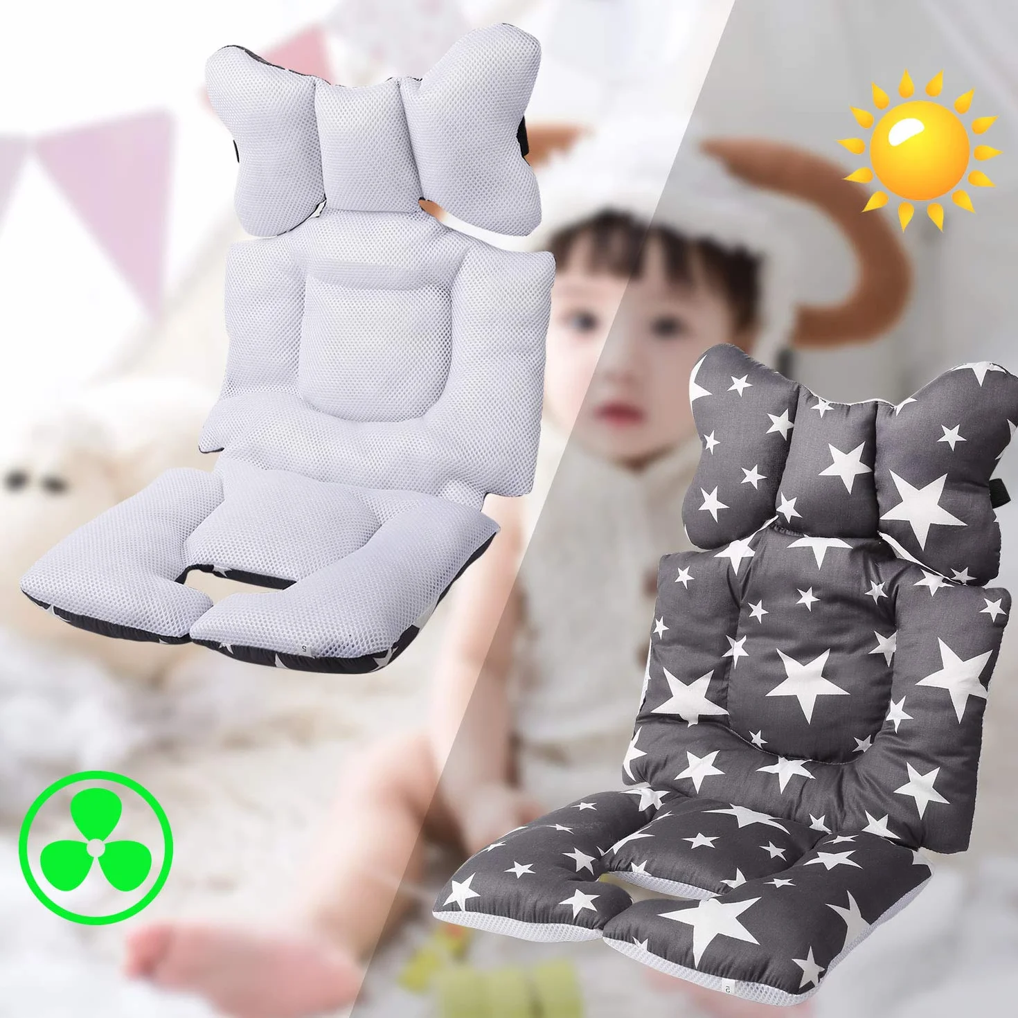 Cuscino Passeggino Universale,Cuscino Riduttore Passeggino,Cuscino Riduttore per Ovetto,Copriseduta per Passeggino Cotone,Materassino Passeggino,Traspirante per Passeggino Universale