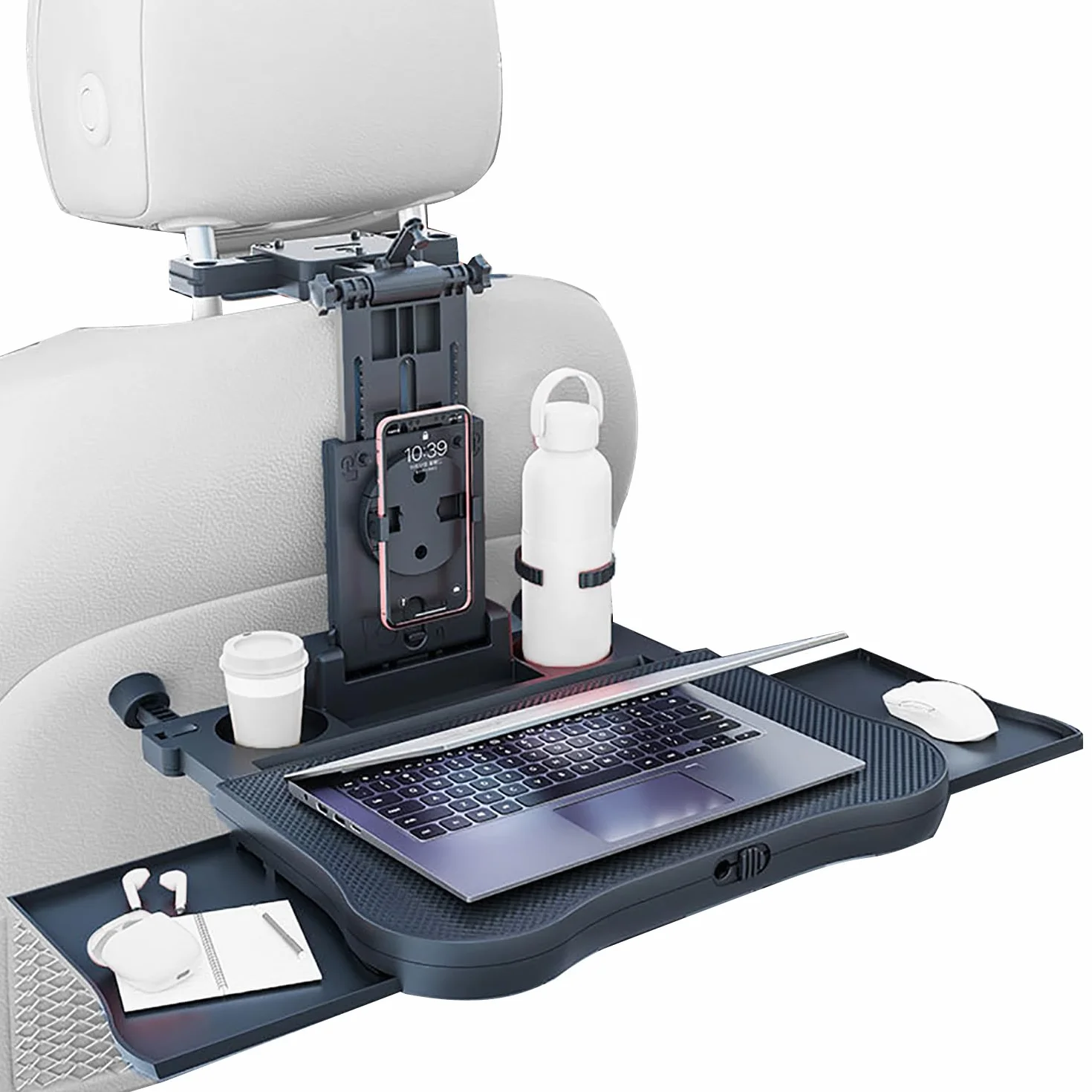 Tavolino per Auto，Vassoio del Sedile Posteriore Automobile con Portabicchieri e Supporto,Tavolino Regolabile per Cellulare Portata 15-20 kg，per Lavorare, Scrivere，Cibo