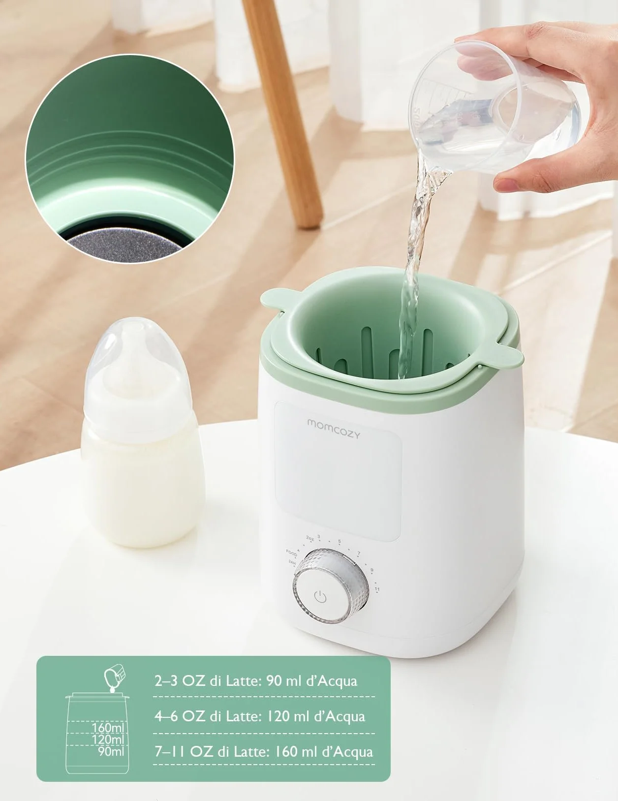 Momcozy MW02 Nutri scaldabiberon Baby con controllo preciso della temperatura e luce notturna | 9-in-1 scaldabiberon con riscaldamento rapido, spegnimento automatico e compatibilità universale per