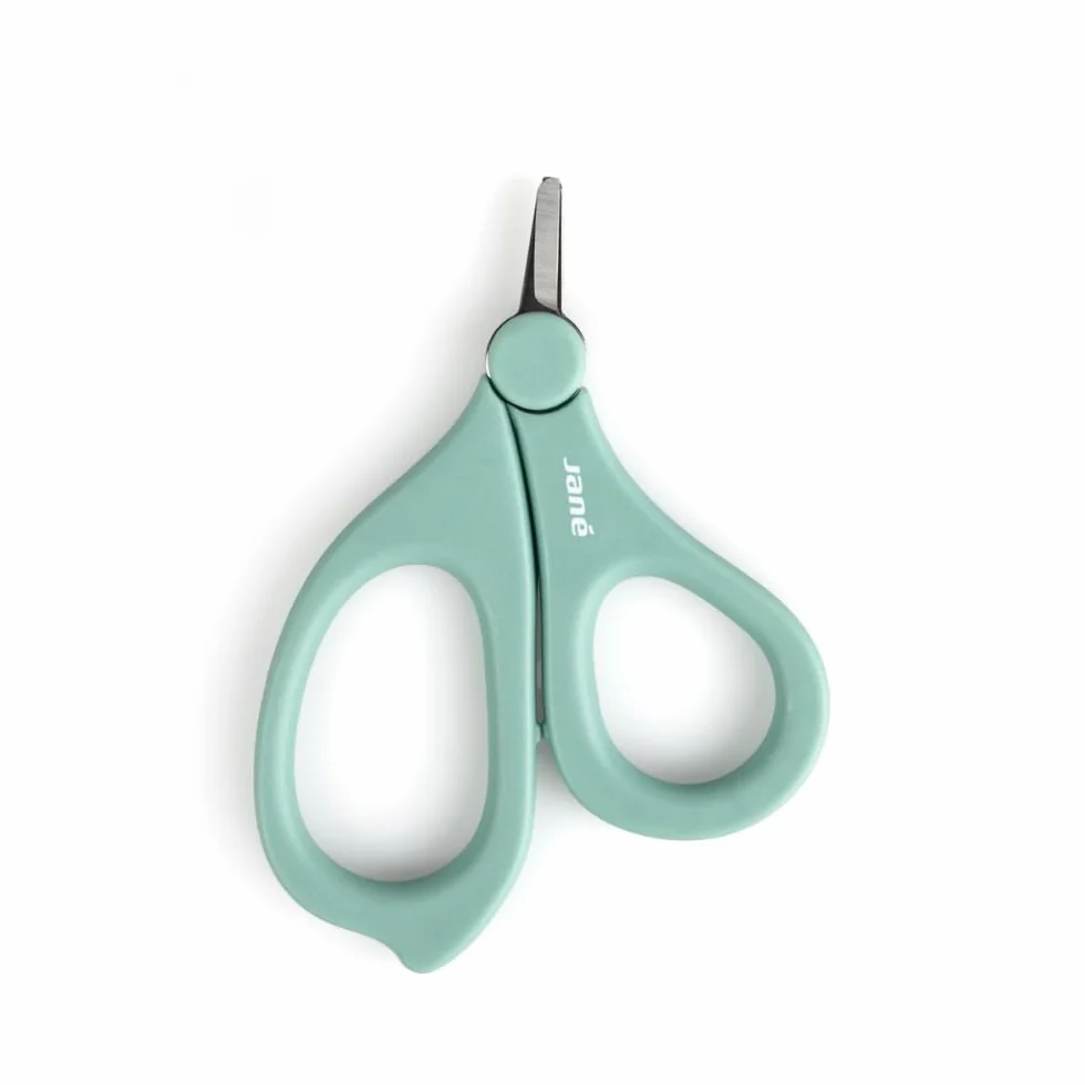 Jané Forbicine Tagliaunghie per Bebè e Neonato, Punta Arrotondata e Lama Corta, Acciaio Inossidabile, Ergonomiche, con Cappuccio di Sicurezza, Verde