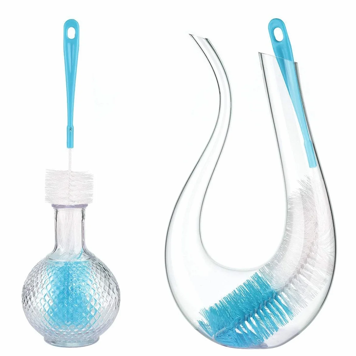 Qisan 4Pcs Set di Spazzole per la Pulizia delle Bottiglie Spazzole Multiuso Spazzole per la Bottiglia di Acqua Pulitori per Bottiglie d'Acqua-Blu
