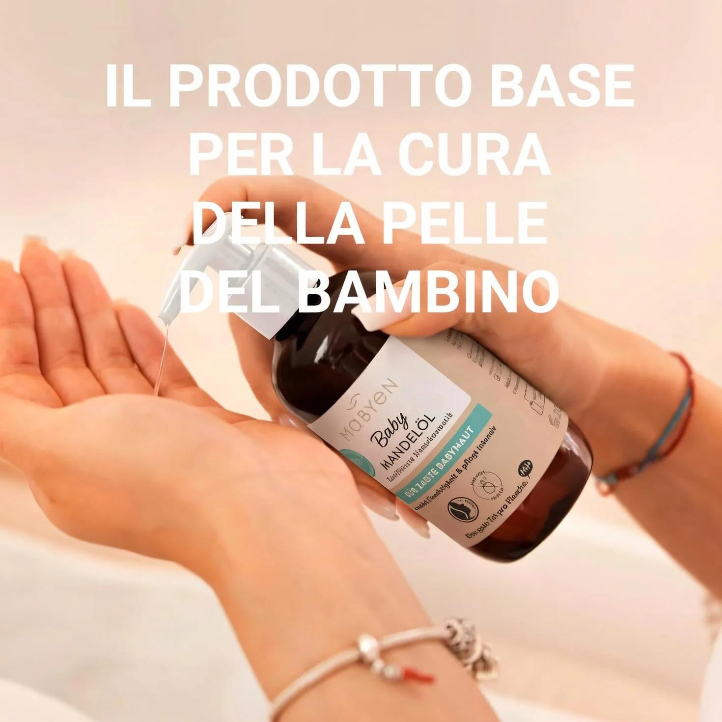 MABYEN Olio di Mandorle Bio per Bambini 200 ml – Vegano, Senza Profumo, Cosmesi Naturale – Per la cura del neonato e come olio da massaggio – Con pratico dosatore
