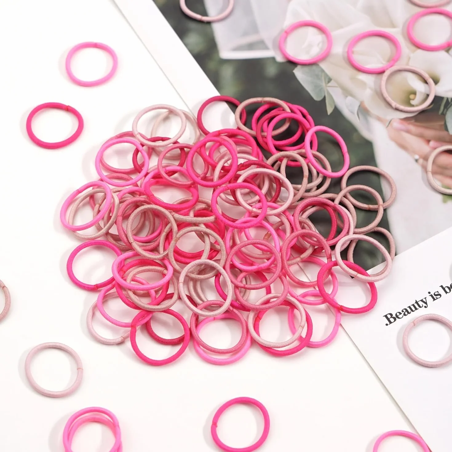 JOYOYO 360 elastici per capelli per bambini, elastici per capelli piccoli per bambine, bobine per capelli da 2 cm, accessori per capelli rosa per neonate