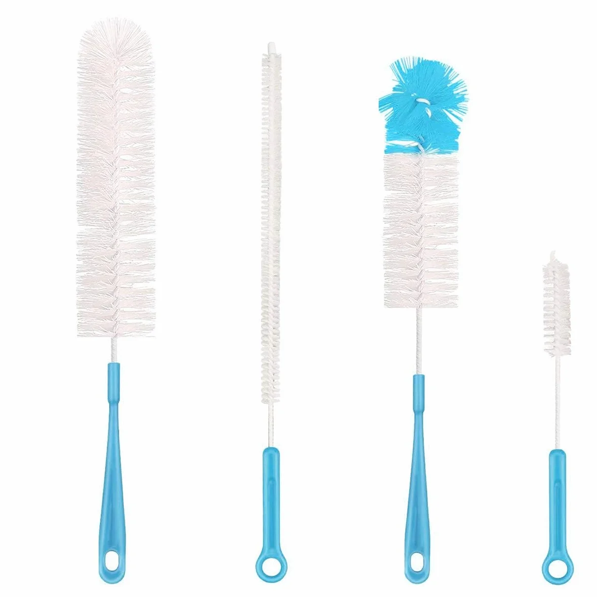 Qisan 4Pcs Set di Spazzole per la Pulizia delle Bottiglie Spazzole Multiuso Spazzole per la Bottiglia di Acqua Pulitori per Bottiglie d'Acqua-Blu