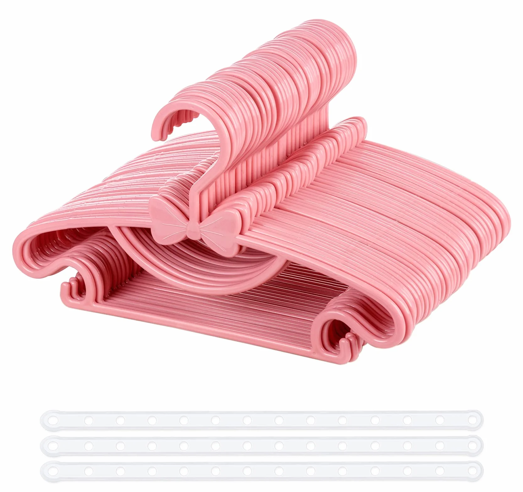Set di 40 grucce per bambini con graziosi archi, antiscivolo, 29,5 cm, con 3 pezzi, salvaspazio, per guardaroba dei bambini