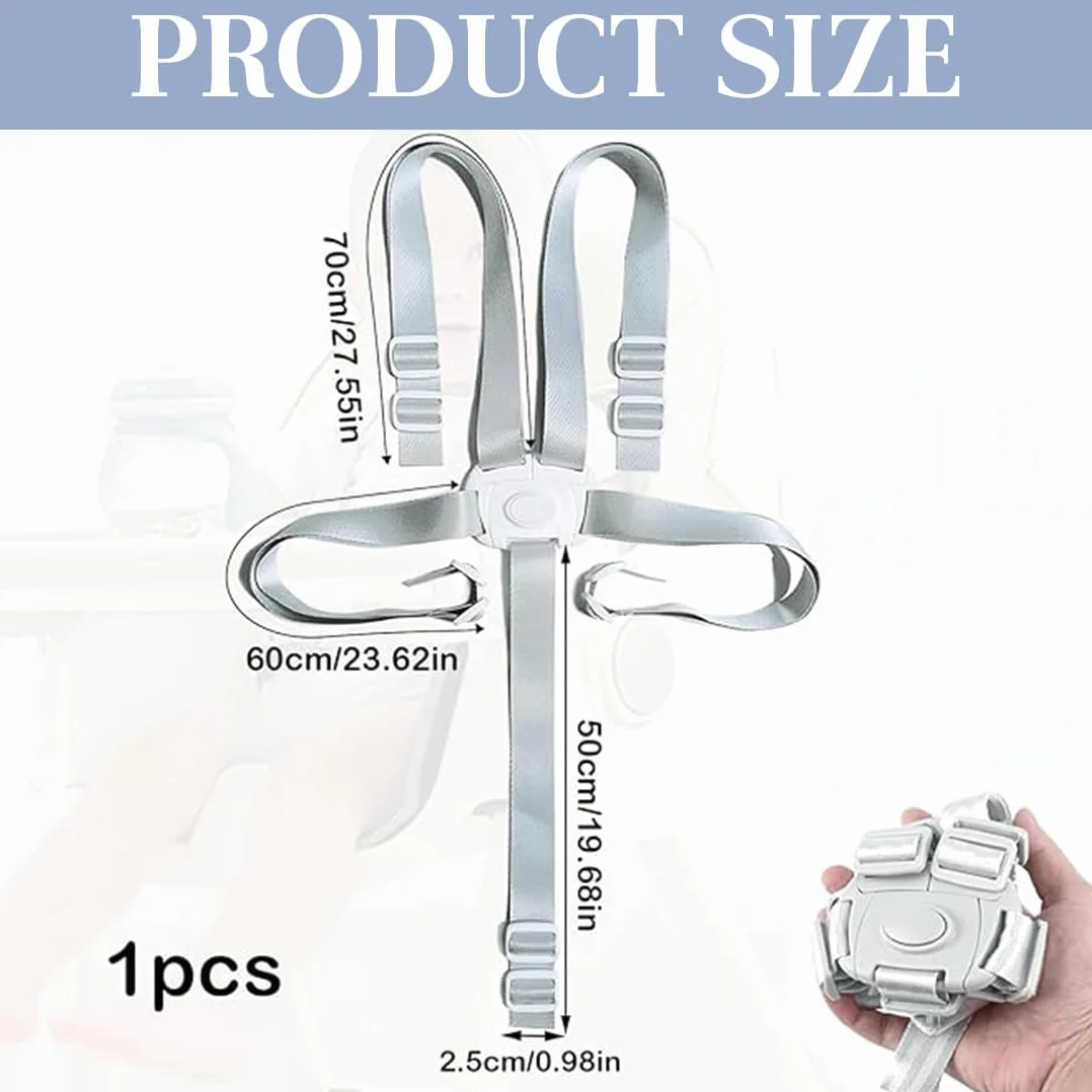 1 Pcs Cinture Universali per Seggiolone Cinghie per Seggiolone a 5 Punti, Regolabile Cintura di Sicurezza per Bambini per Seggiolino Cinghie Passeggini,cinghie seggiolone,Con tampone (Grigio)