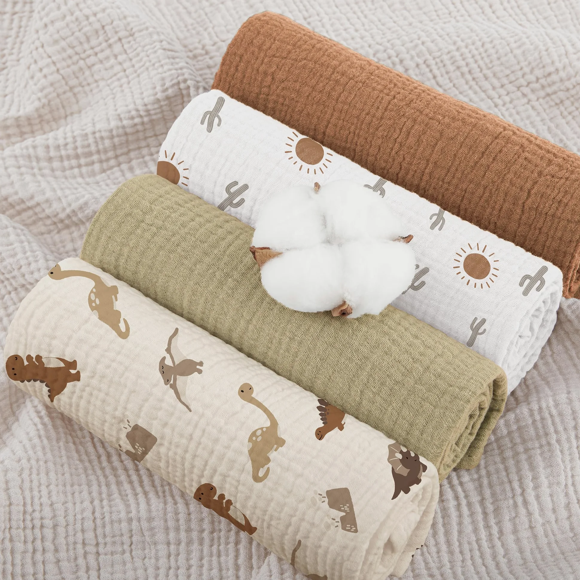 Susurration Salviette in Garza per Bambini Super Morbido Assorbente in Mussola a Grana Per Neonati, Unisex, per Bambine E Ragazzi 8 Pezzi, Set 60x60CM (Rosa-viola)