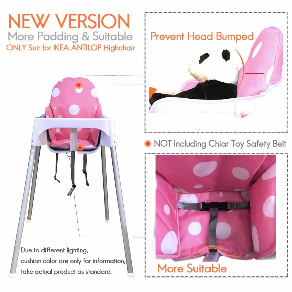 ZARPMA Cuscino compatibile con seggiolone IKEA Antilop, nuova versione per seggiolone, lavabile, pieghevole, imbottitura per sedia per bambini, colore rosa
