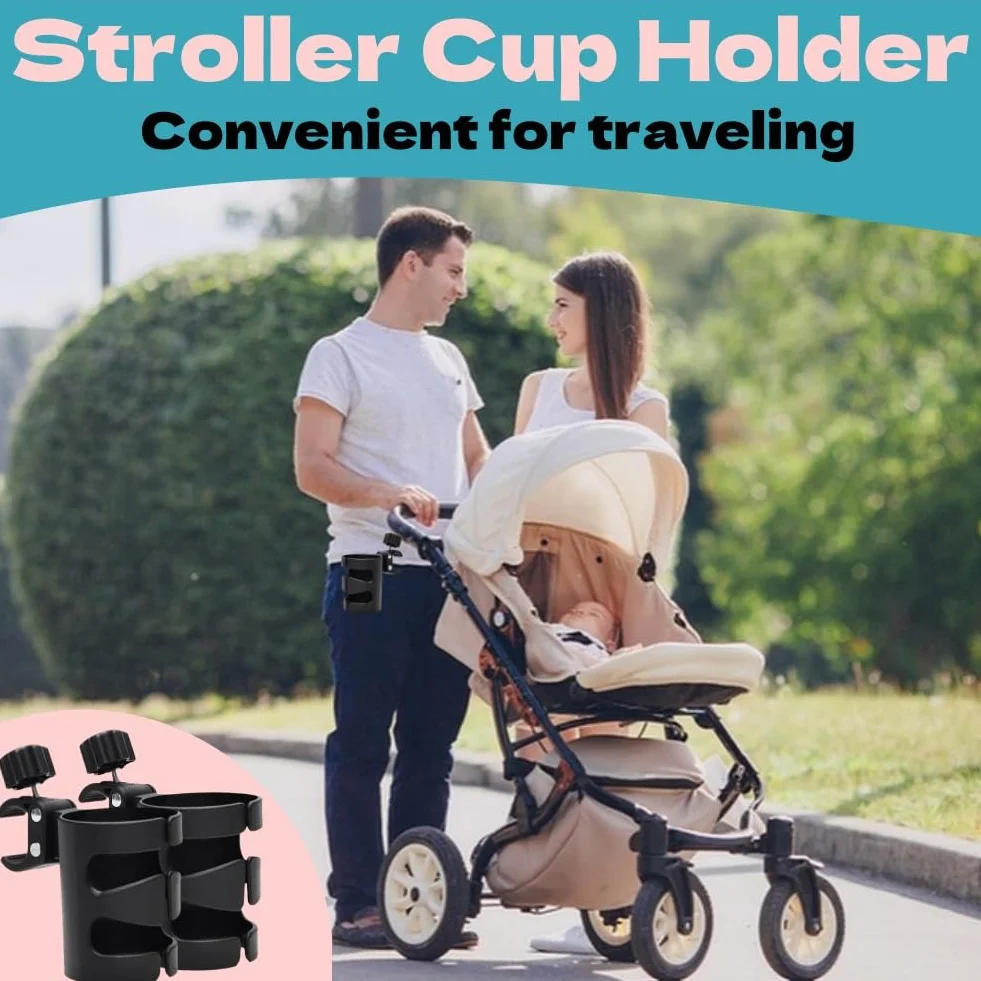 Portabicchieri per Passeggino,2 pezzi Stroller Cup Holder,Porta Borraccia Bici,Porta Biberon Sedia a Rotelle,Porta Caffè porta Tazze,per Bicicletta,Trolley,Mountain Bike