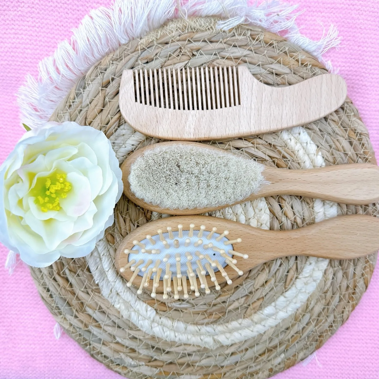 Set Personalizzato Di Spazzola E Pettine In Legno Per Bambini, Spazzola Per Capelli Con Nome Inciso Personalizzato, Regali Premurosi Per Neonati Maschi/femmine