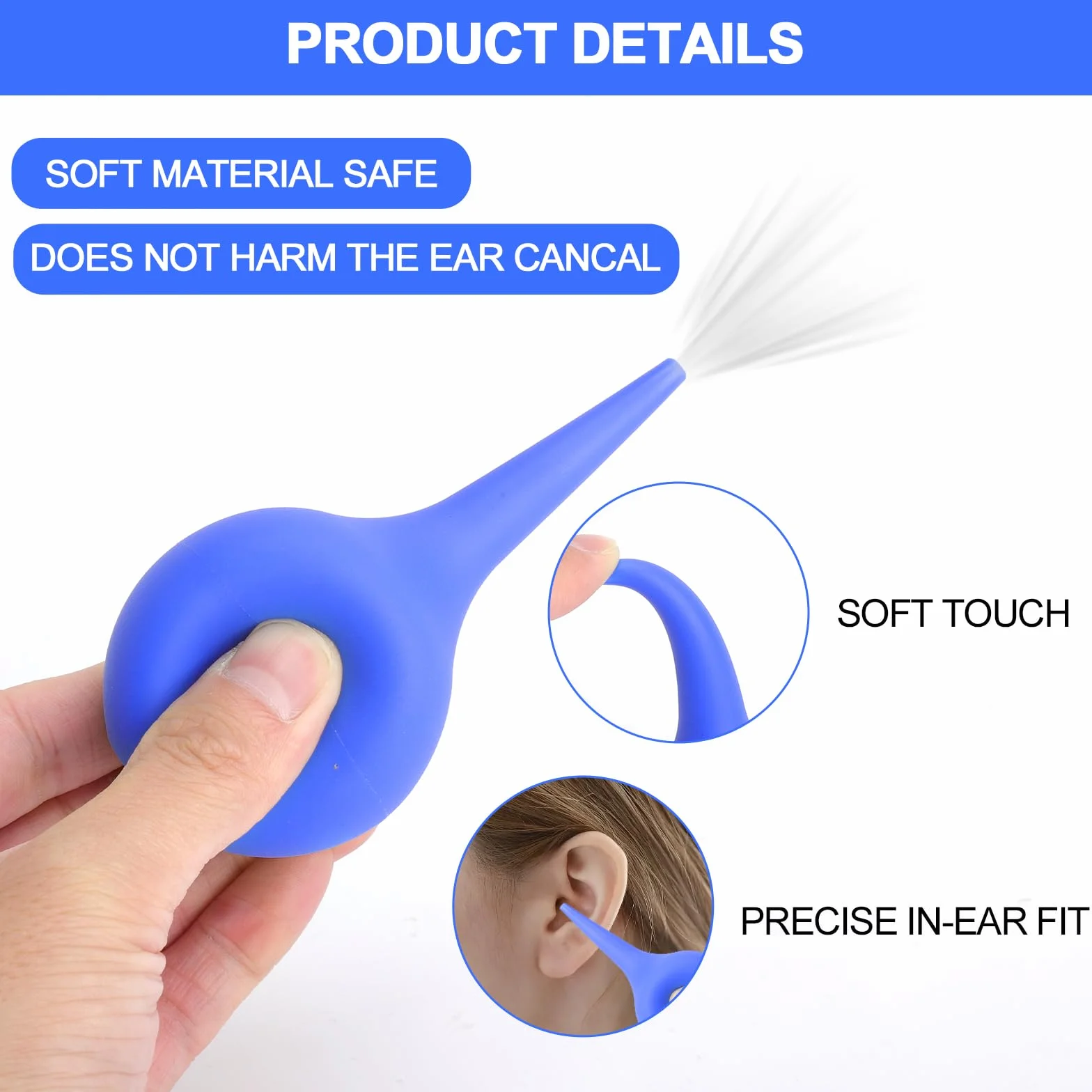 3PCS Pulisci Orecchie, Kit Pulisci Orecchie da 90ml 60ml 30ml, Siringhe Auricolari Pulizia Orecchie Pulizia Delicata e Professionale Tramite Siringa Auricolare Sicura ed Efficace per Adulti Neonati