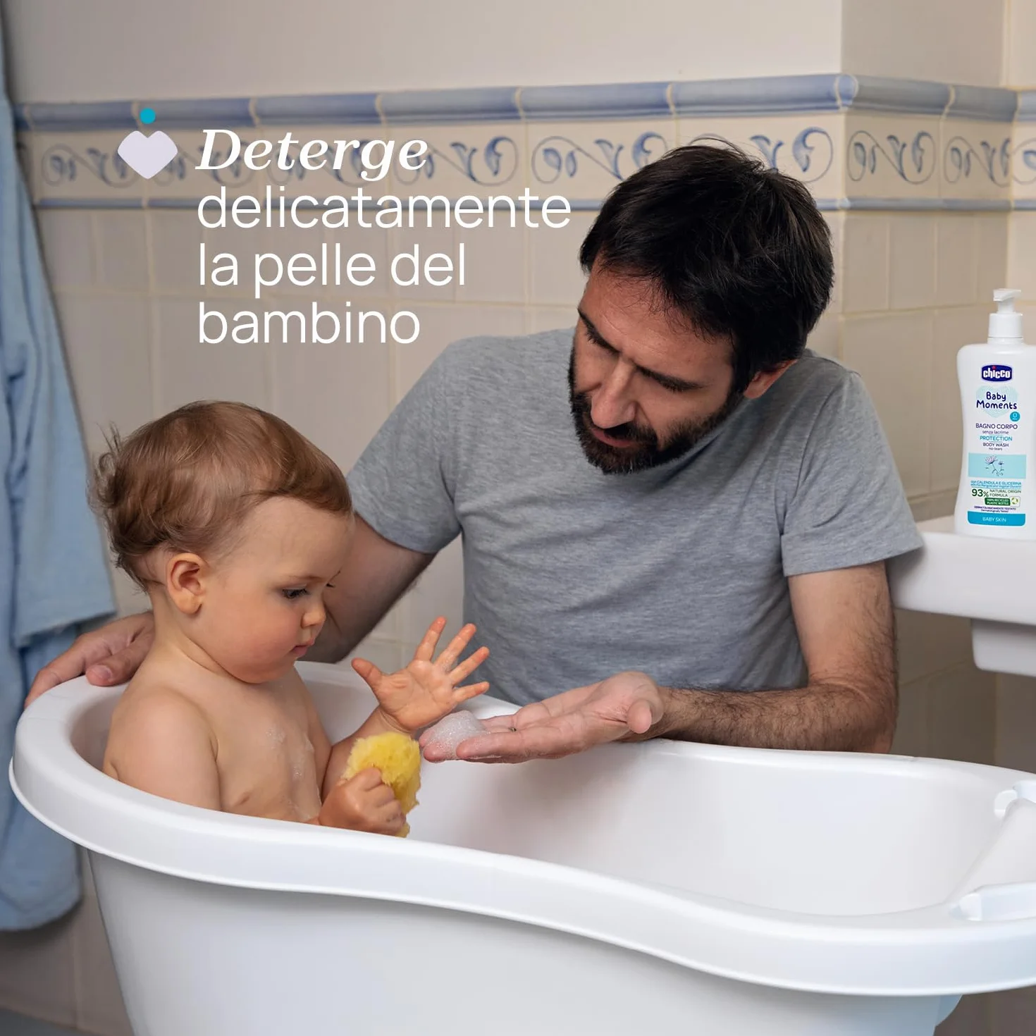 Chicco Baby Moments Bagno Corpo senza Lacrime, Bagnoschiuma Per Bambini, con Formula Naturale, Con Estratto di Calendula, Proprietà Emolienti, 0+ Mesi - 500 ml