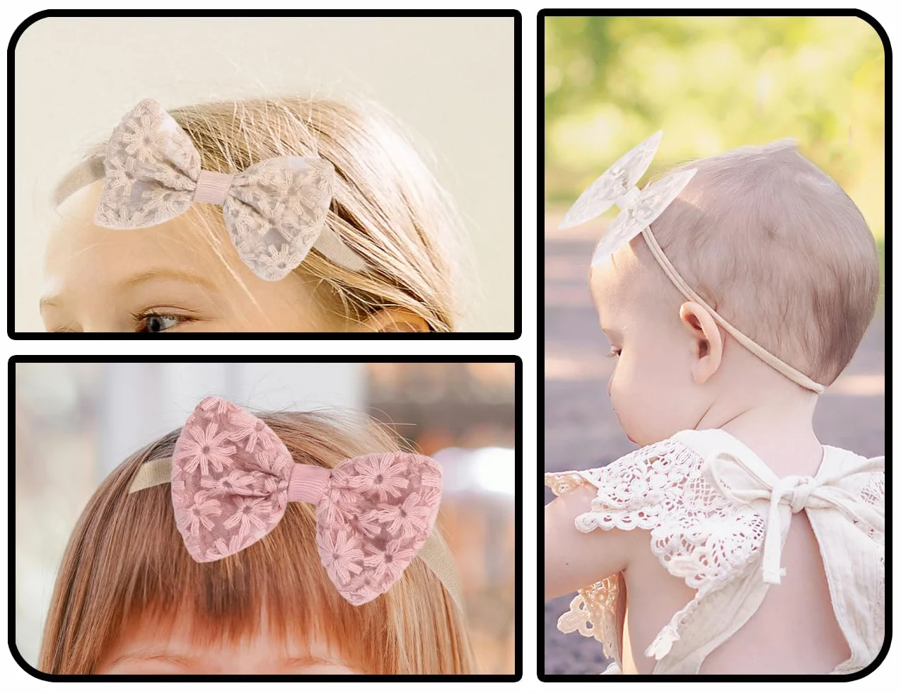 KAPSING Confezione da 8 fasce per capelli per bambina con fermagli per capelli copricapo, 4 fasce elastiche per capelli turbante con fiocchi, 4 fermagli per capelli per bambina