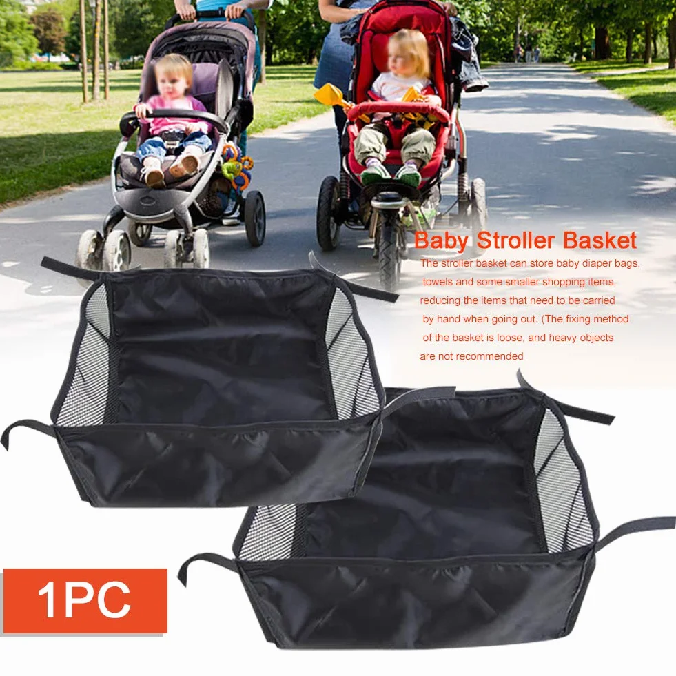 Cestino per Passeggino, Borsa portaoggetti Universale per riporre i Prodotti del Bambino, Passeggino Accessori cestello portaoggetti in Rete, Carrozzina Cestino Inferiore