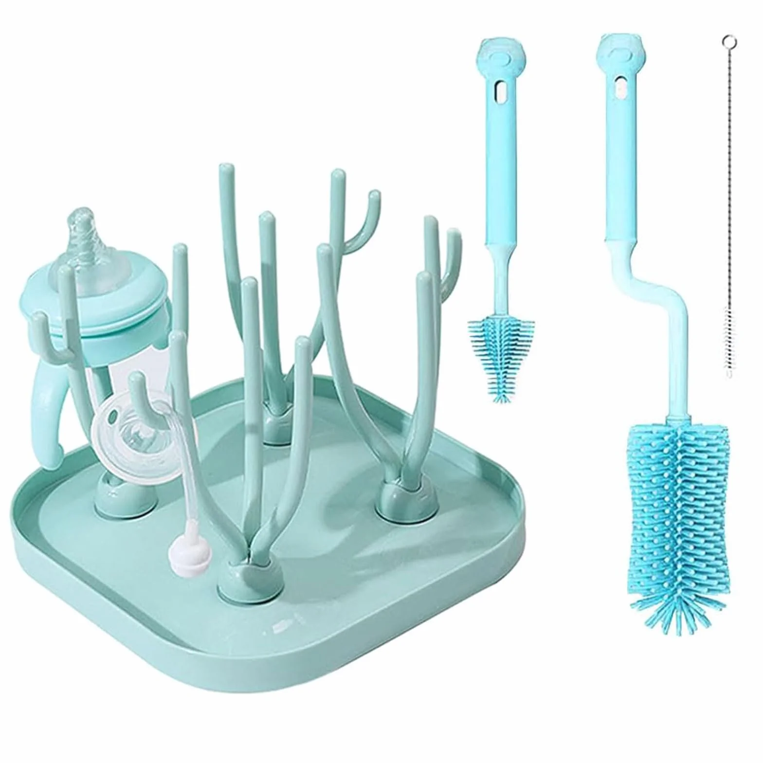 Scolapiatti Per Biberon Bottiglia,Stendino Biberon Rastrelliere,Spazzola Per Biberon,Bottiglia Stendino Scolabiberon,Silicone Pulizia Biberons,Spazzole Per Bottiglie,Asciuga Biberon,Kiuiom