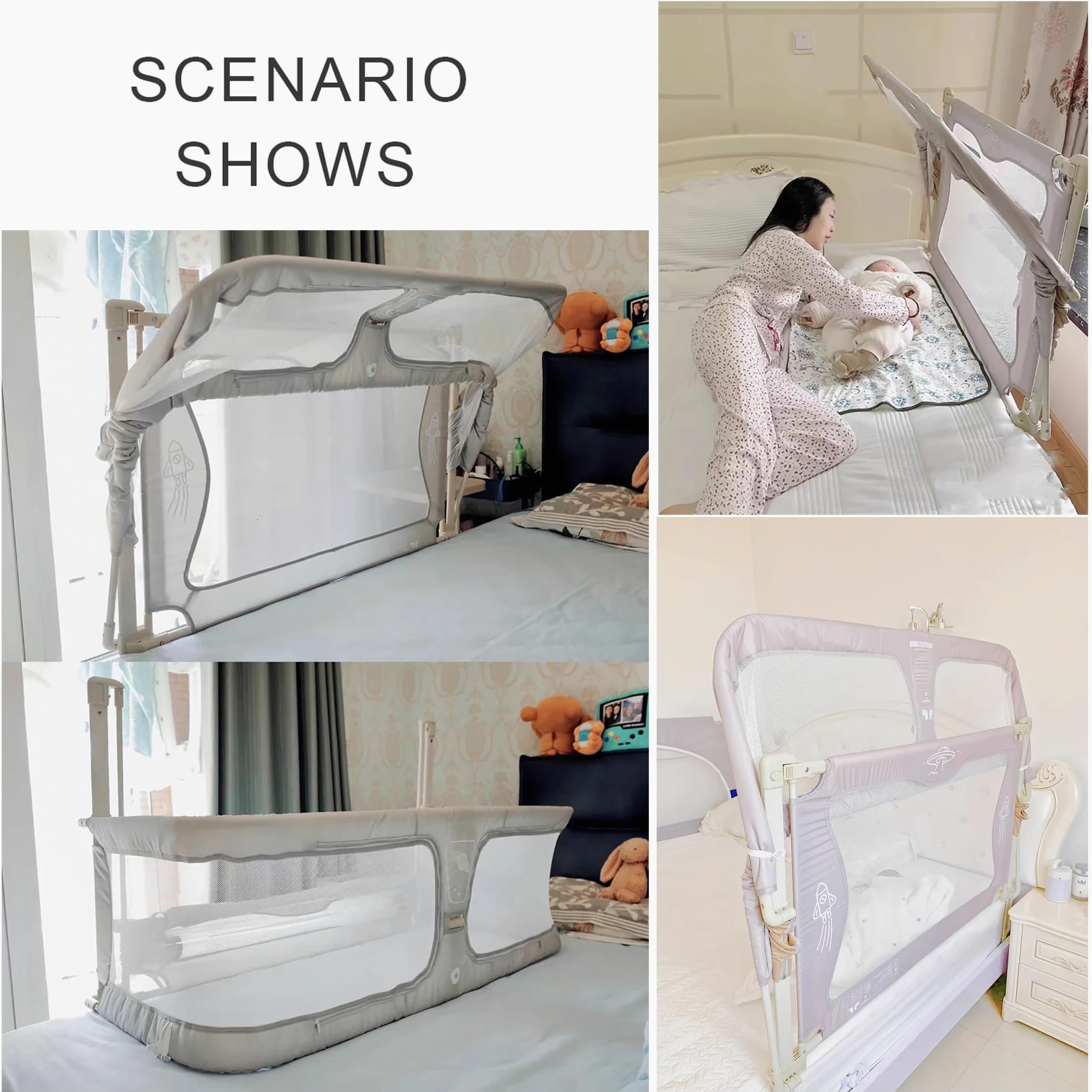 Culla 3 in 1 accanto al letto per bambini, culle per bambini sul comodino, lettino per il bambino nel letto, per il lettino per il bambino nel letto, lettino per il bambino con i genitori(Creamy-white